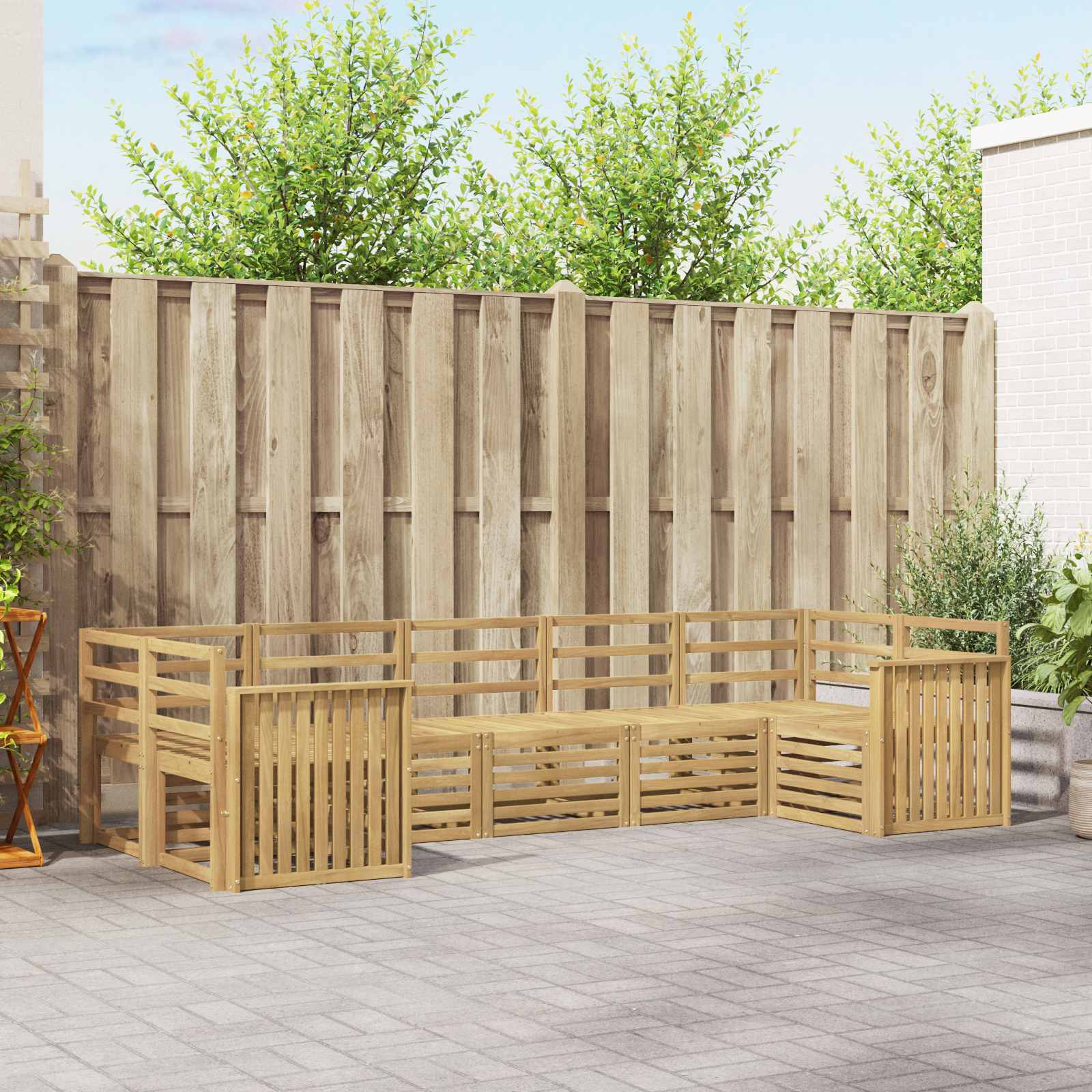 Outdoor-Sofagarnitur 7 stk. Weiß Massivholz Akazie