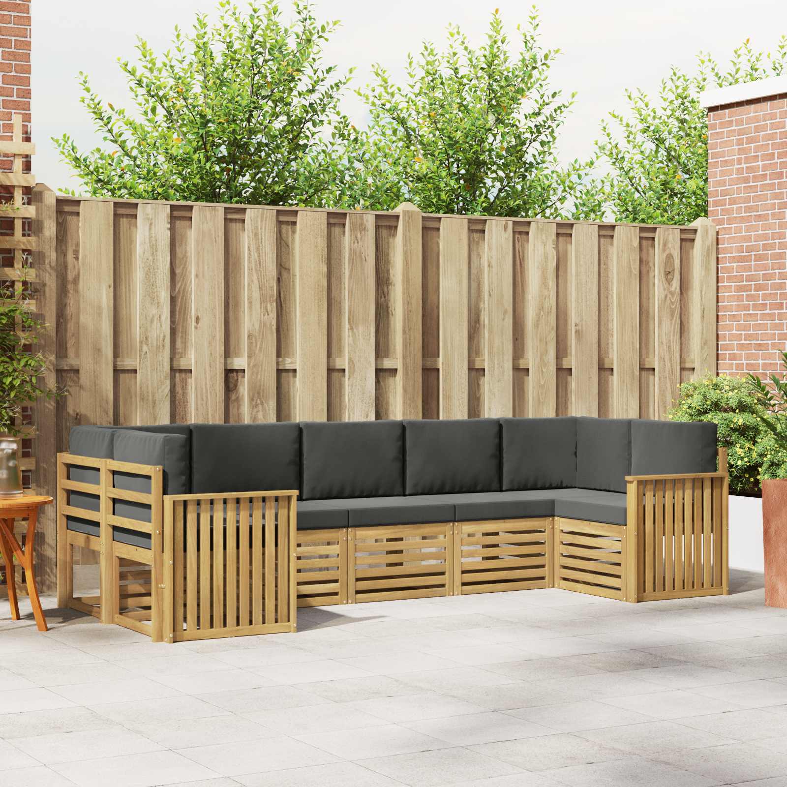 Outdoor-Sofagarnitur 7 stk. Weiß und Anthrazit Polyester