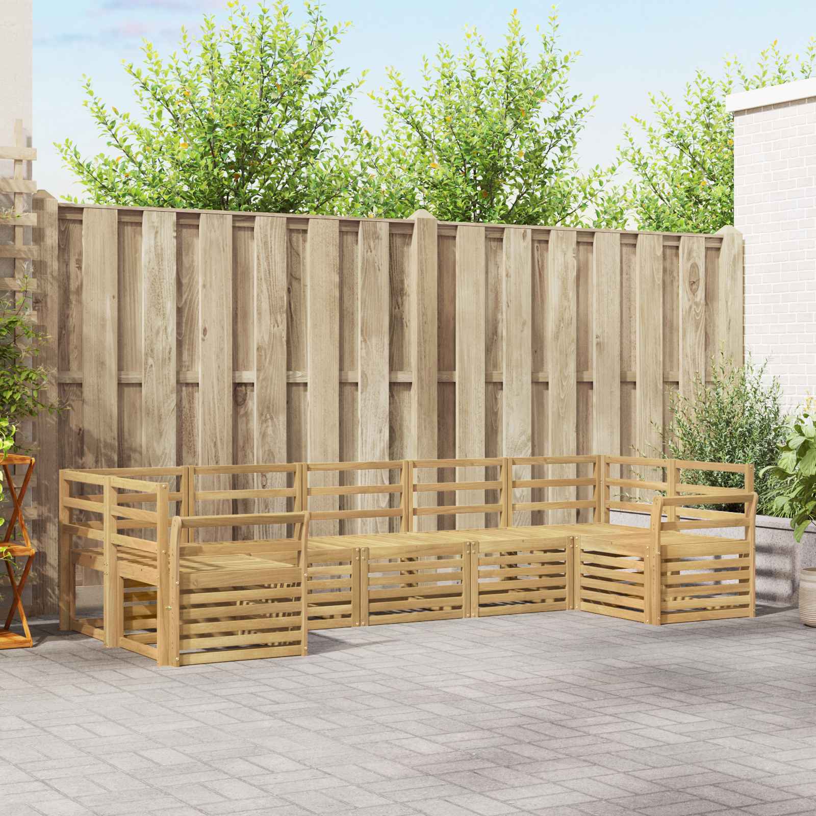 Outdoor-Sofagarnitur 7 stk. Weiß Massivholz Akazie