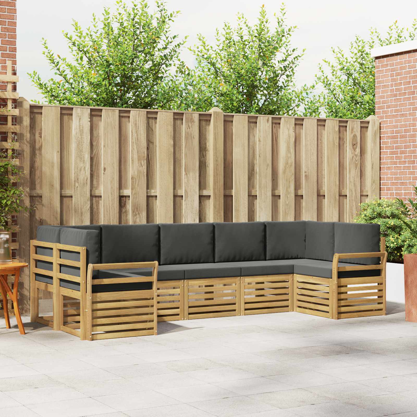 Outdoor-Sofagarnitur 7 stk. Weiß und Anthrazit Polyester