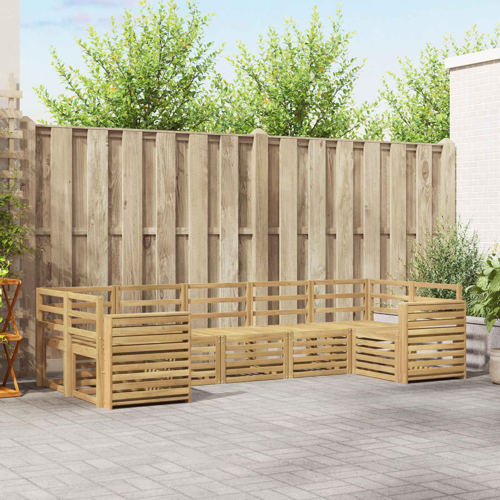 Outdoor-Sofagarnitur 7 stk. Weiß Massivholz Akazie