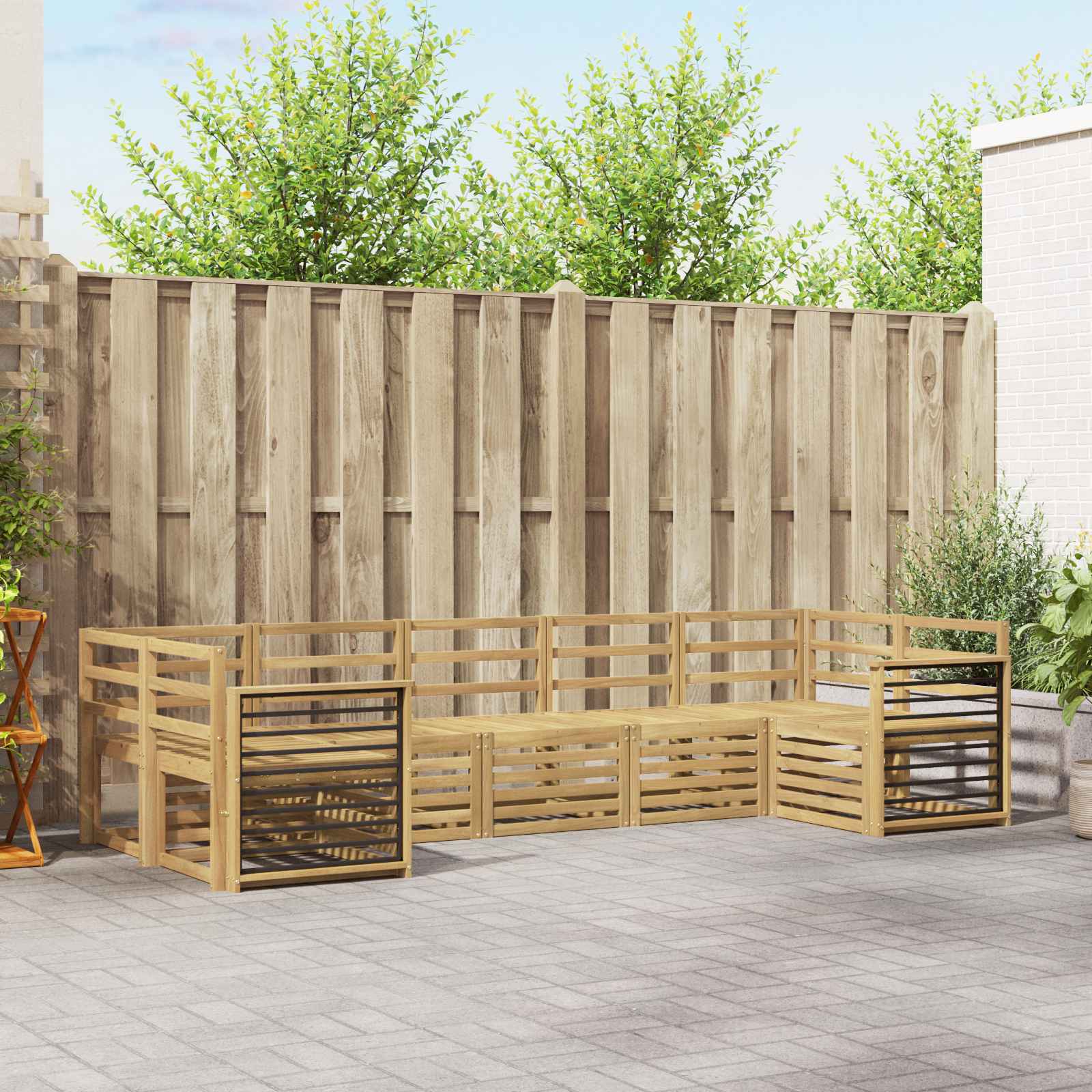 Outdoor-Sofagarnitur 7 stk. Weiß Massivholz Akazie