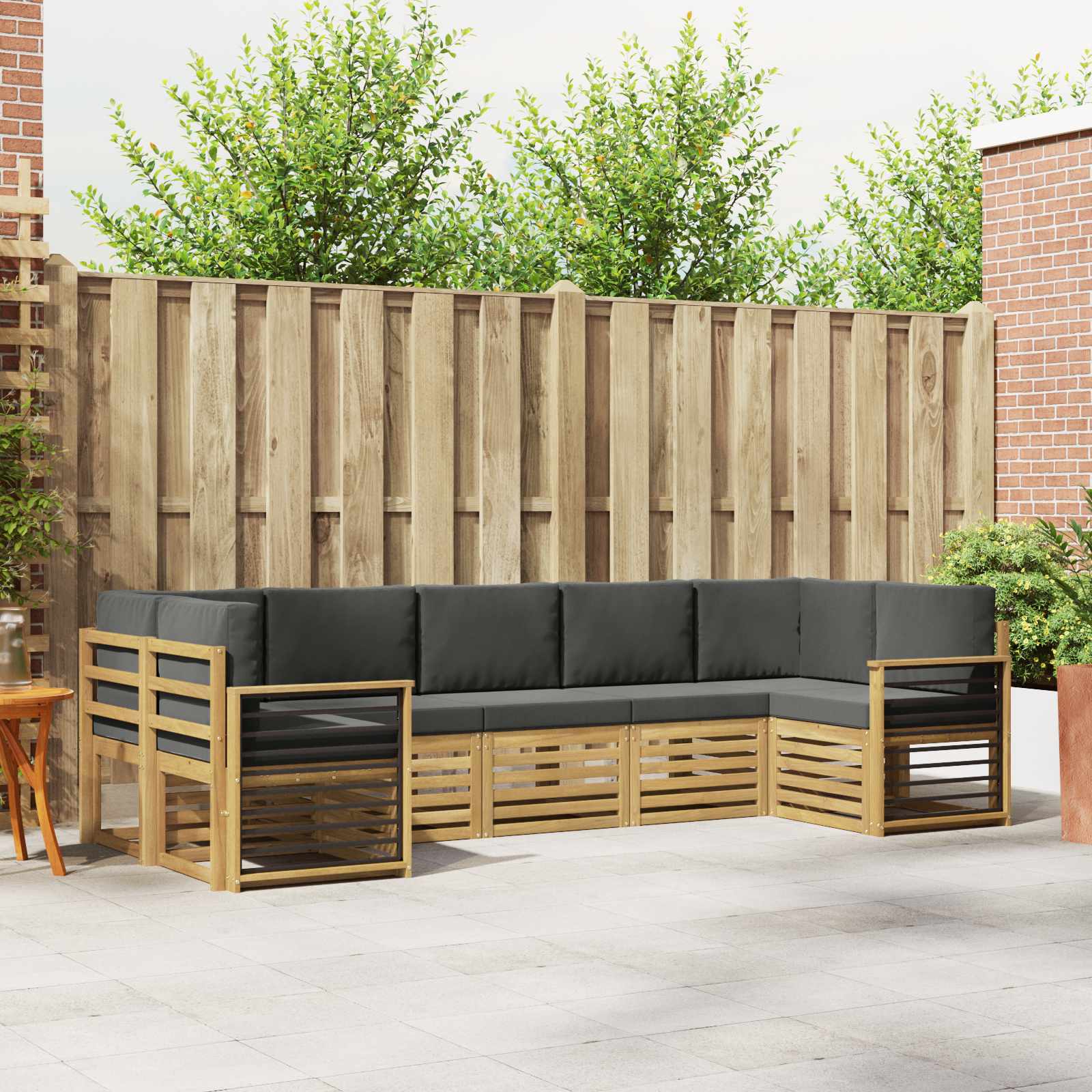 Outdoor-Sofagarnitur 7 stk. Weiß und Anthrazit Polyester