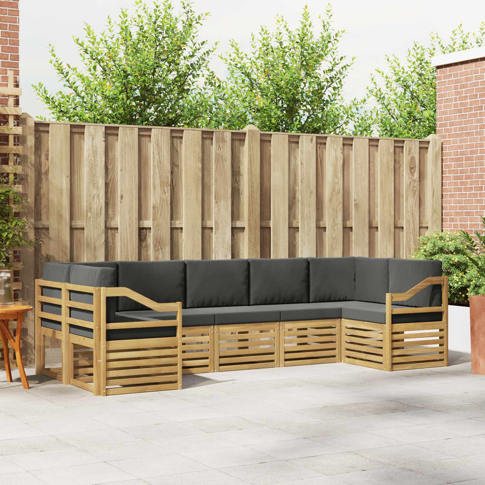 Outdoor-Sofagarnitur 7 stk. Weiß und Anthrazit Polyester