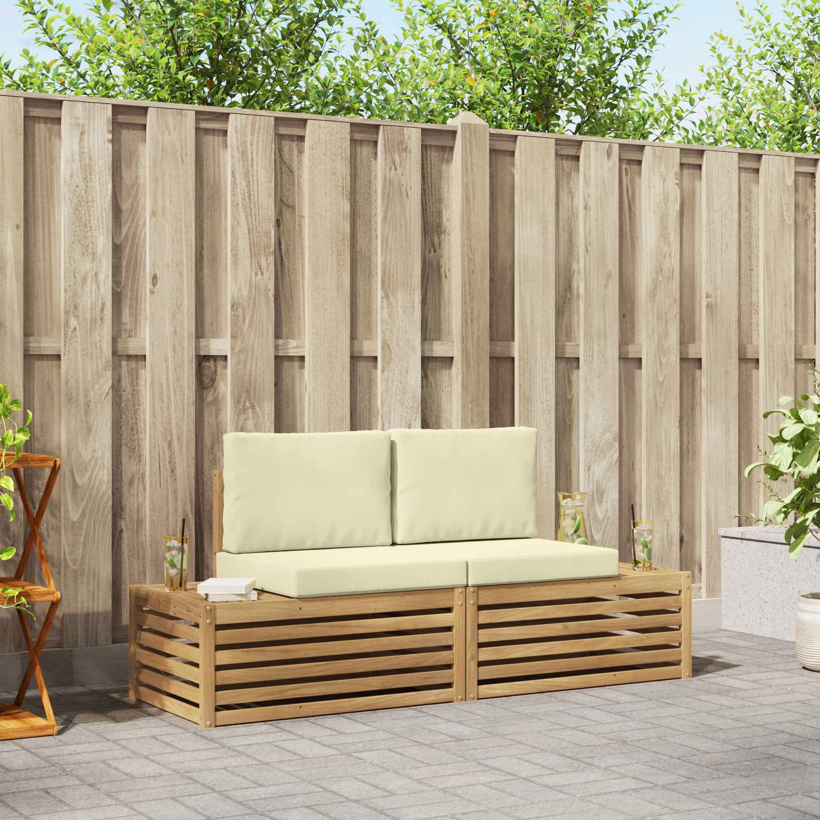 2 stk. Outdoor-Sofagarnitur Polyester Weiß