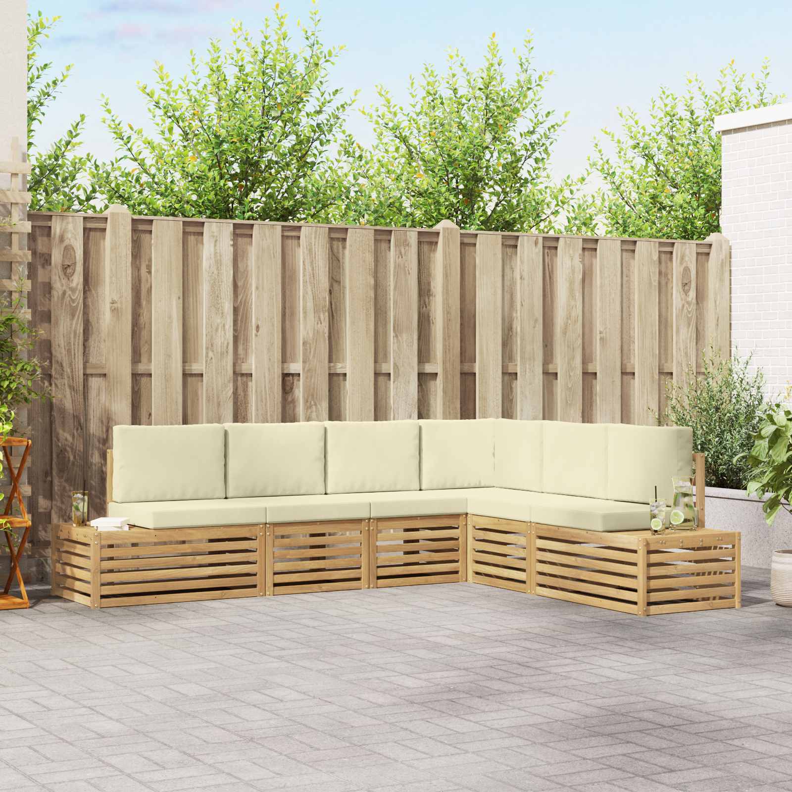 6 stk. Outdoor-Sofagarnitur Polyester Weiß