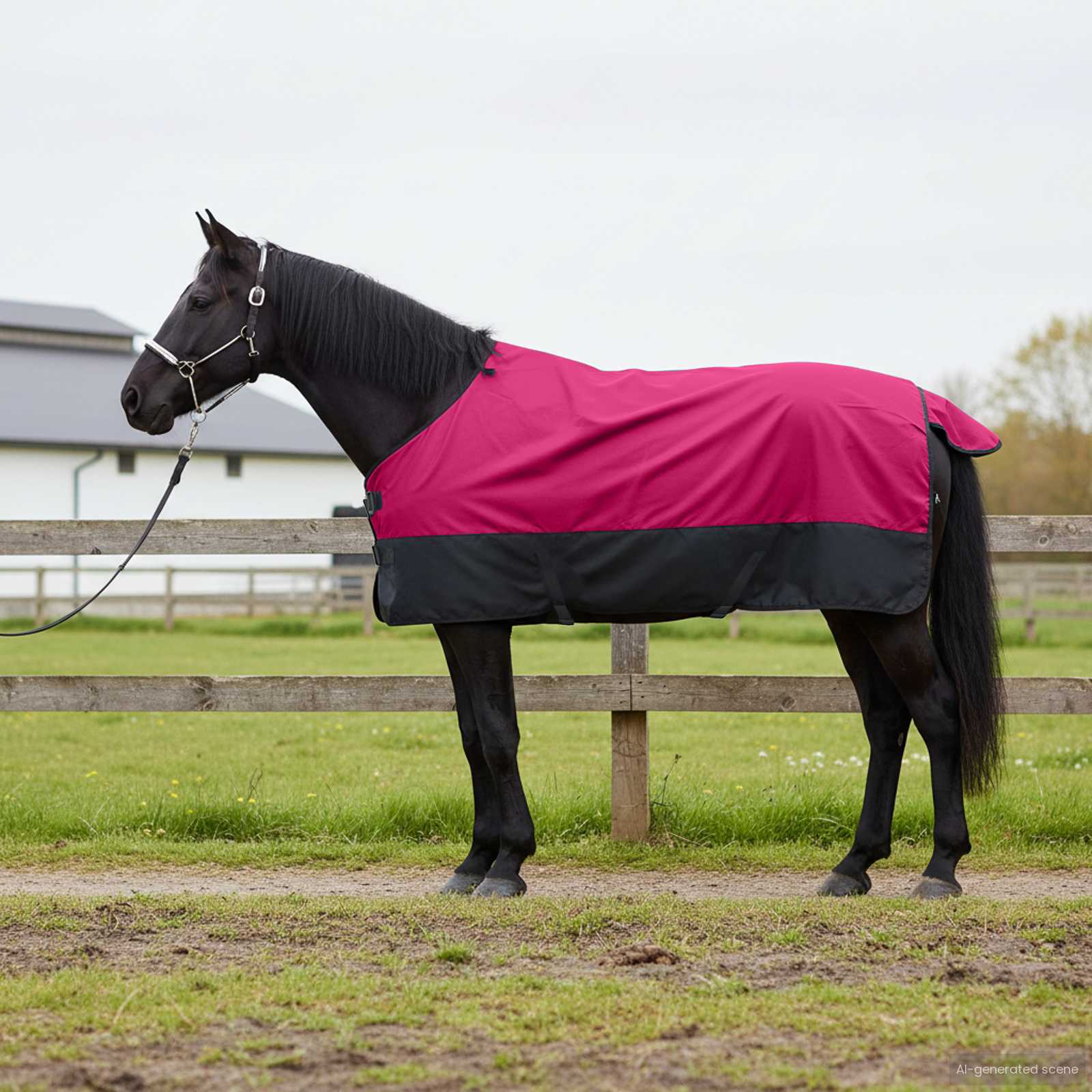 Pferdedecke Rosa und Schwarz 135 cm Polyester