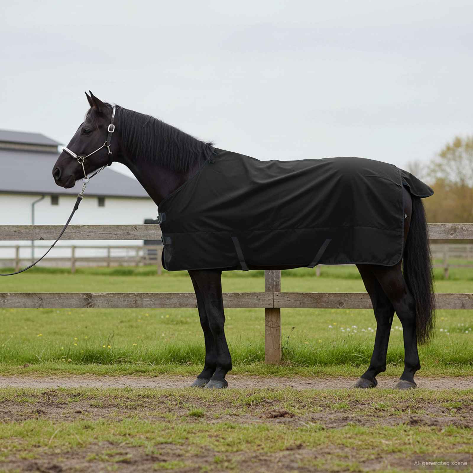 Pferdedecke Voll Schwarz 165 cm Polyester