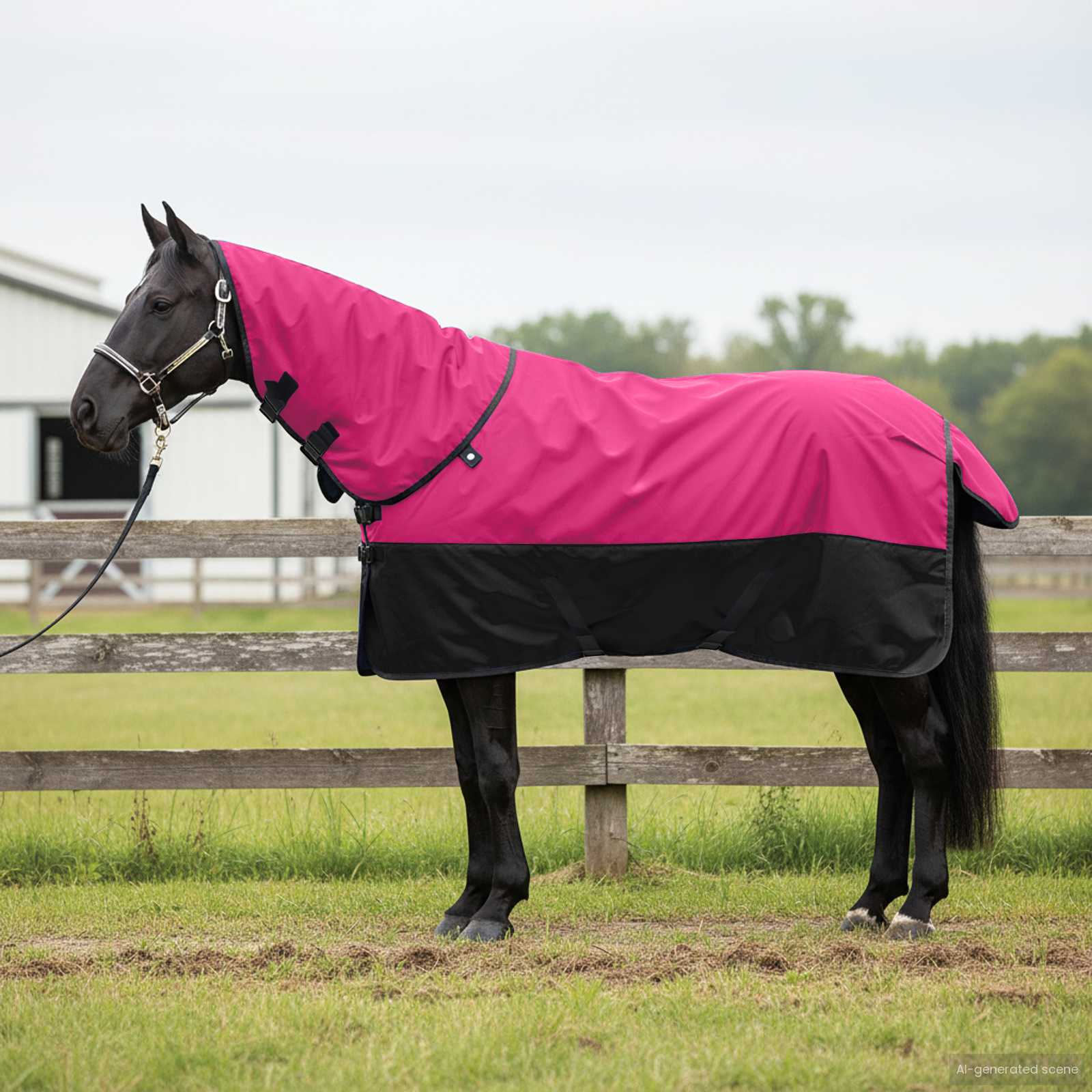 Pferdedecke Rosa und Schwarz 155 cm Polyester