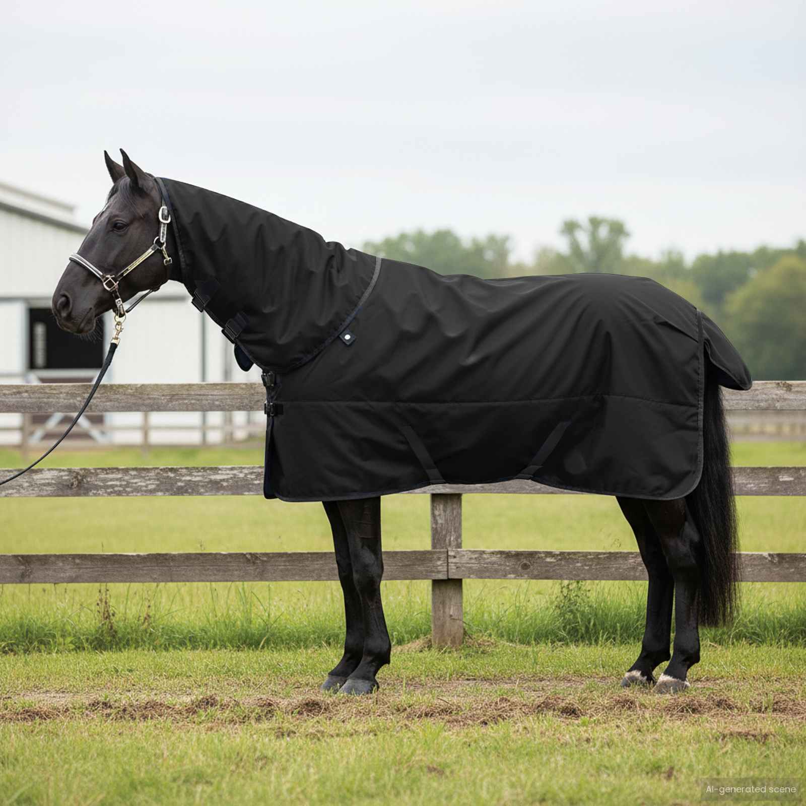 Pferdedecke Voll Schwarz 105 cm Polyester