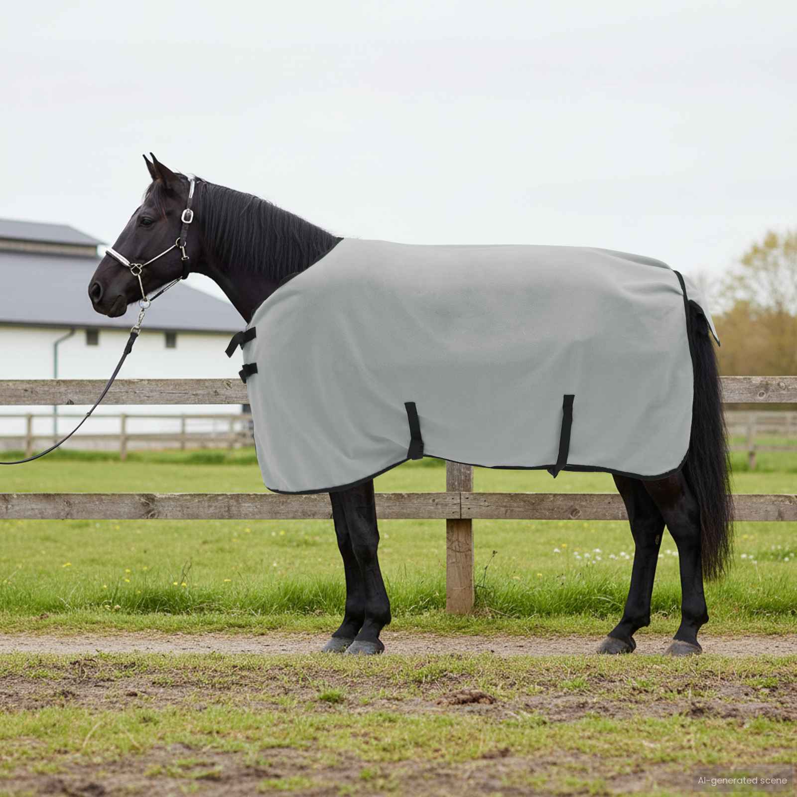 Pferdedecke Hellgrau und Rosa 95 cm Polyester-Fleece