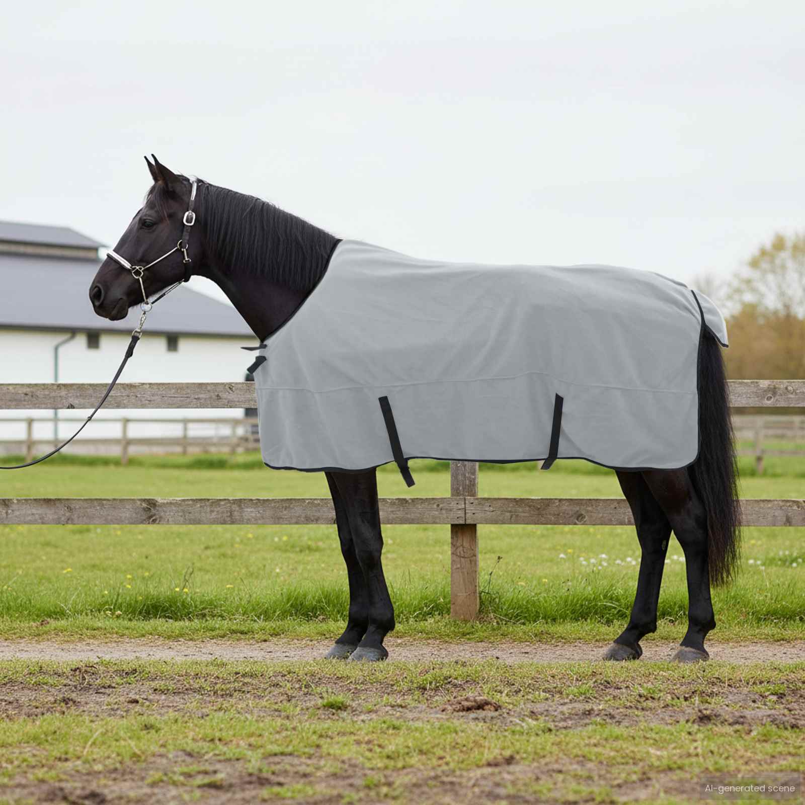 Pferdedecke Hellgrau und Rosa 165 cm Polyester-Fleece