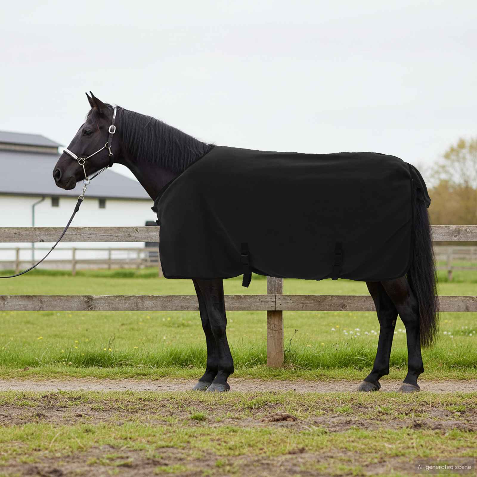 Pferdedecke Schwarz 75 cm Polyester-Fleece
