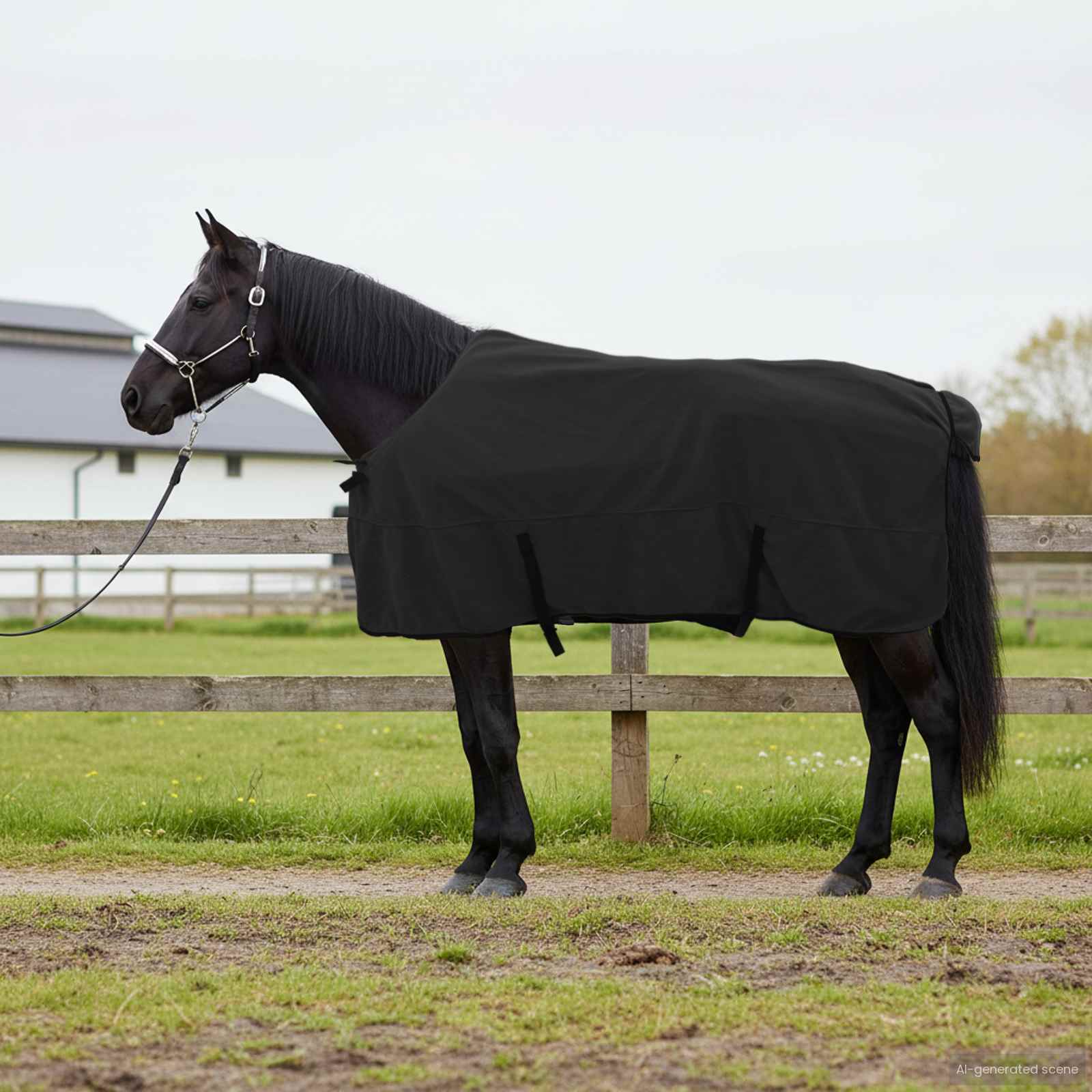 Pferdedecke Schwarz 155 cm Polyester-Fleece