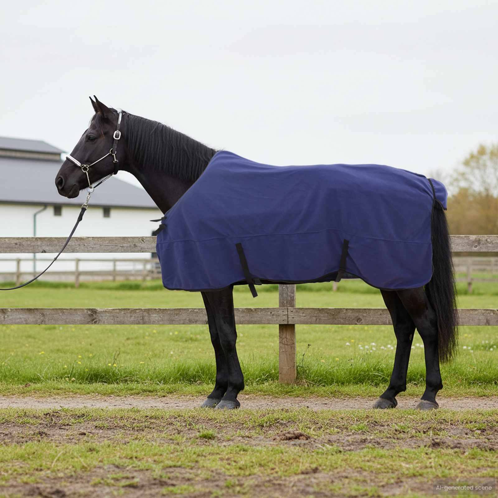Pferdedecke Marineblau 125 cm Polyester-Fleece