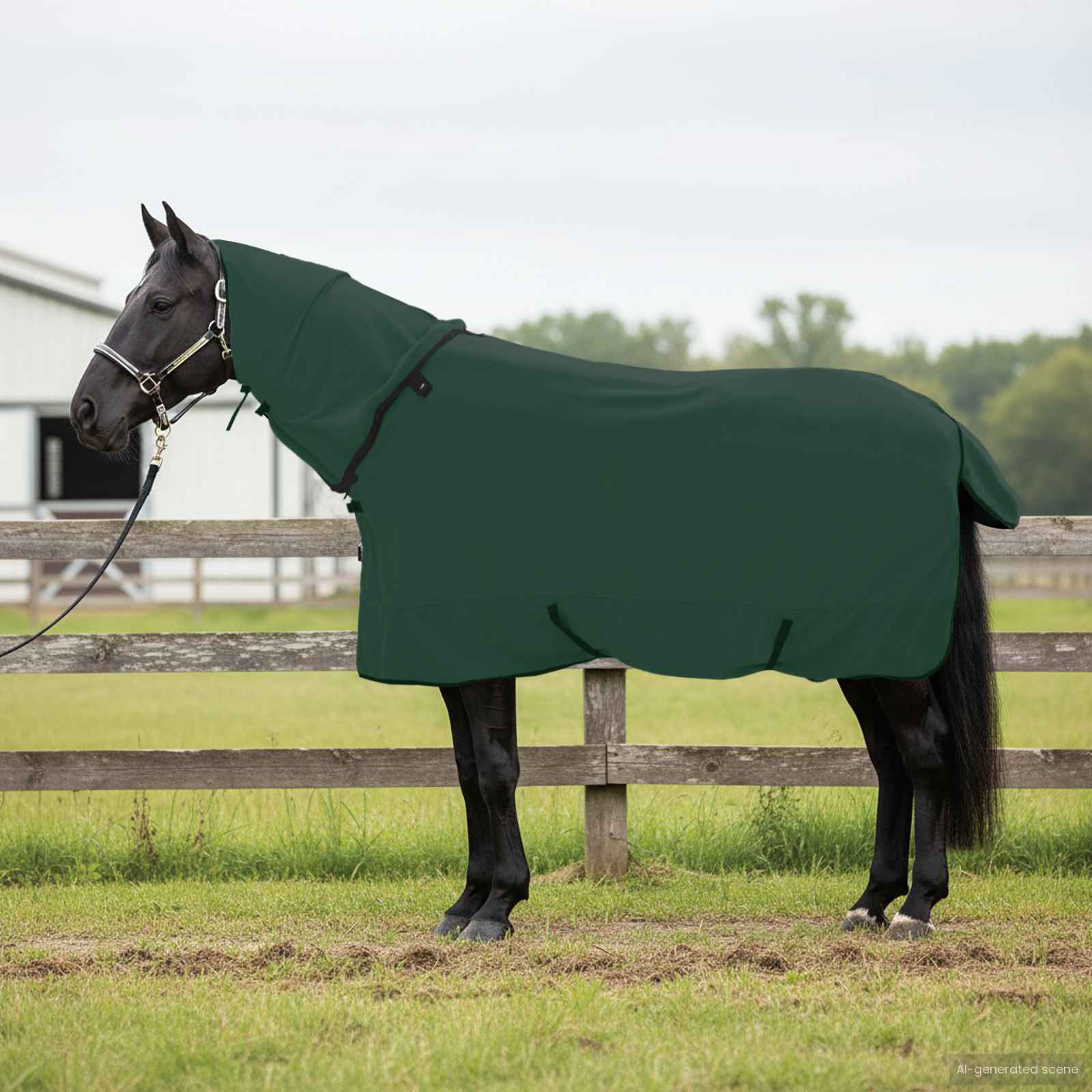 Pferdedecke Dunkelgrün 155 cm Polyester-Fleece