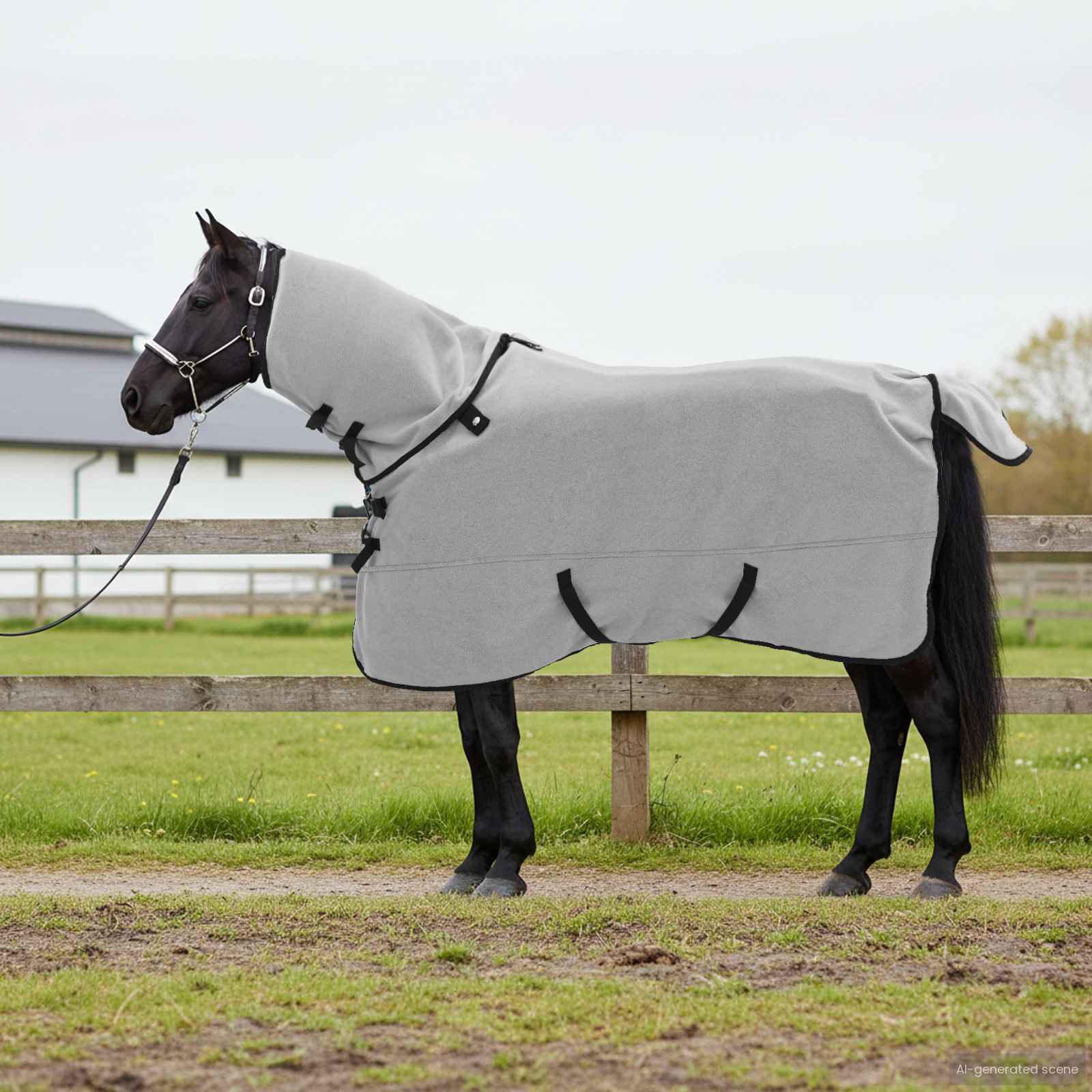 Pferdedecke Hellgrau und Rosa 165 cm Polyester-Fleece