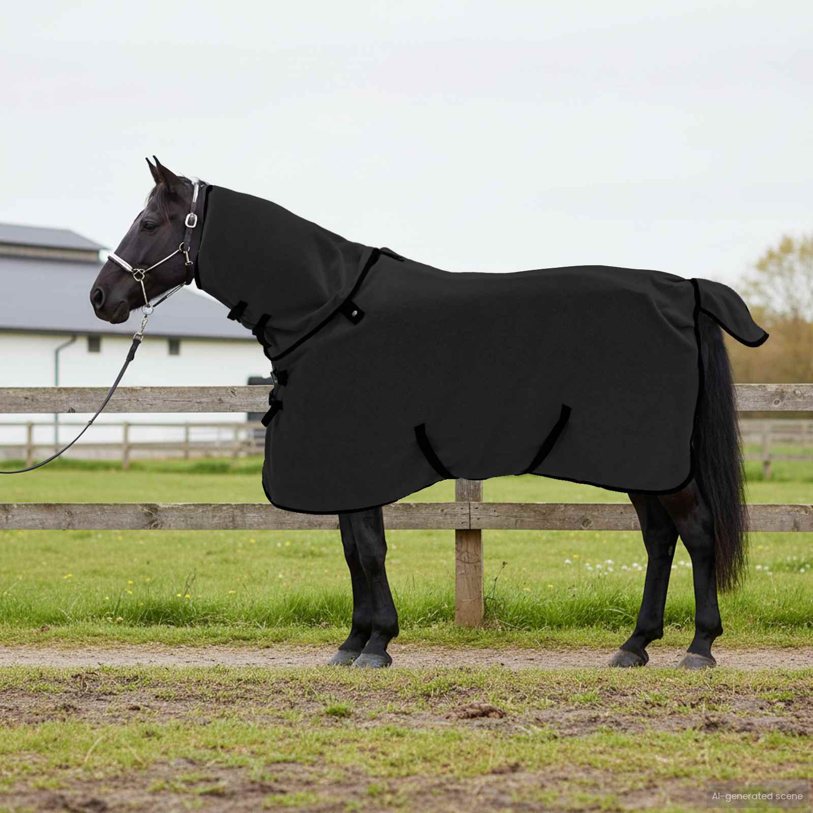 Pferdedecke Schwarz 95 cm Polyester-Fleece
