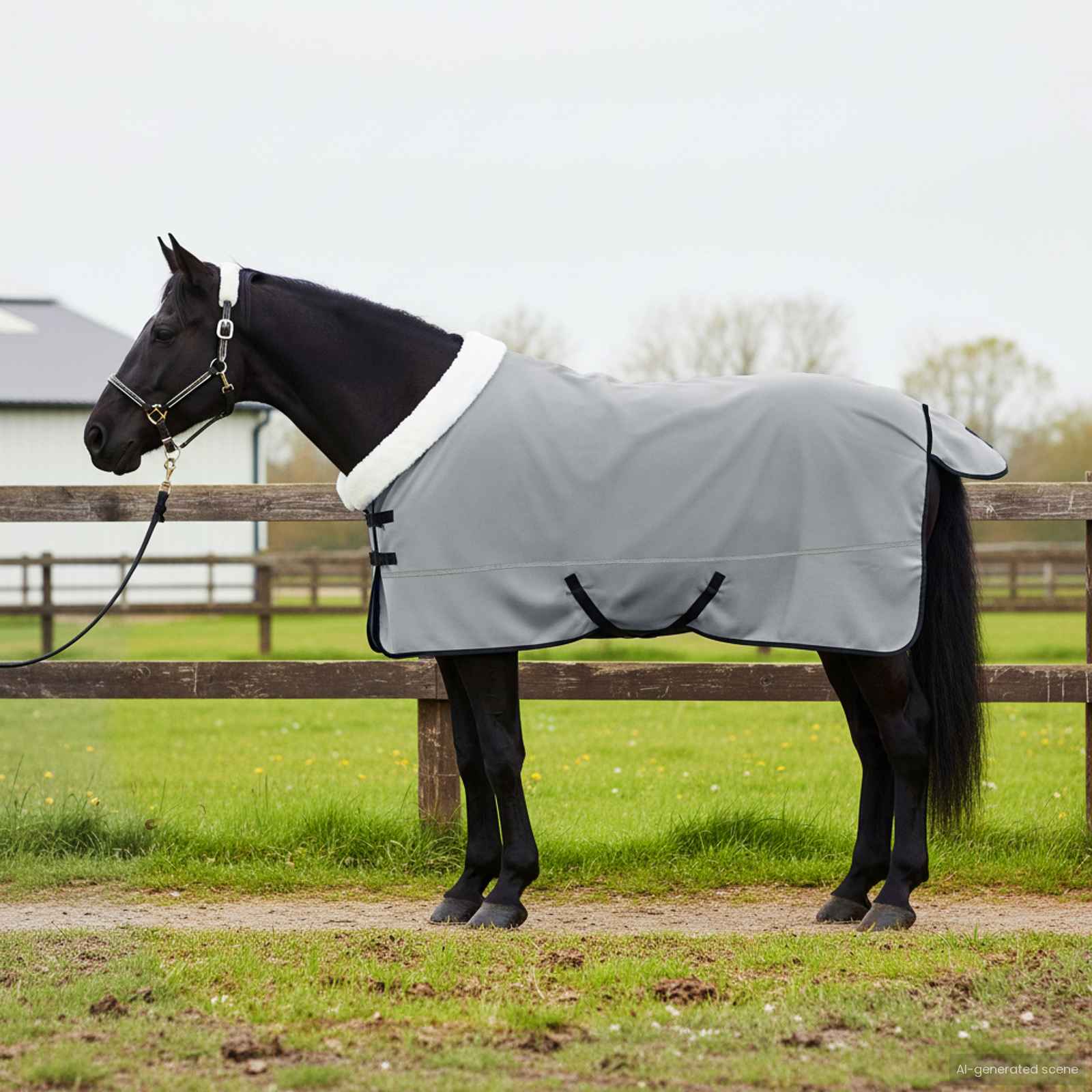 Pferdedecke Vollständiges Hellgrau 155 cm Polarfleece