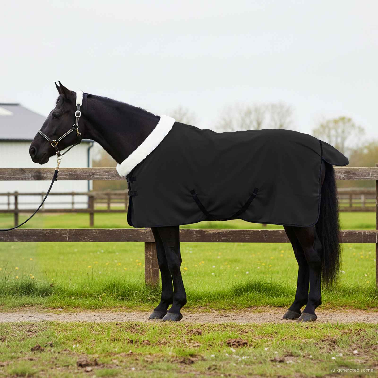 Pferdedecke Schwarz 95 cm Polarfleece