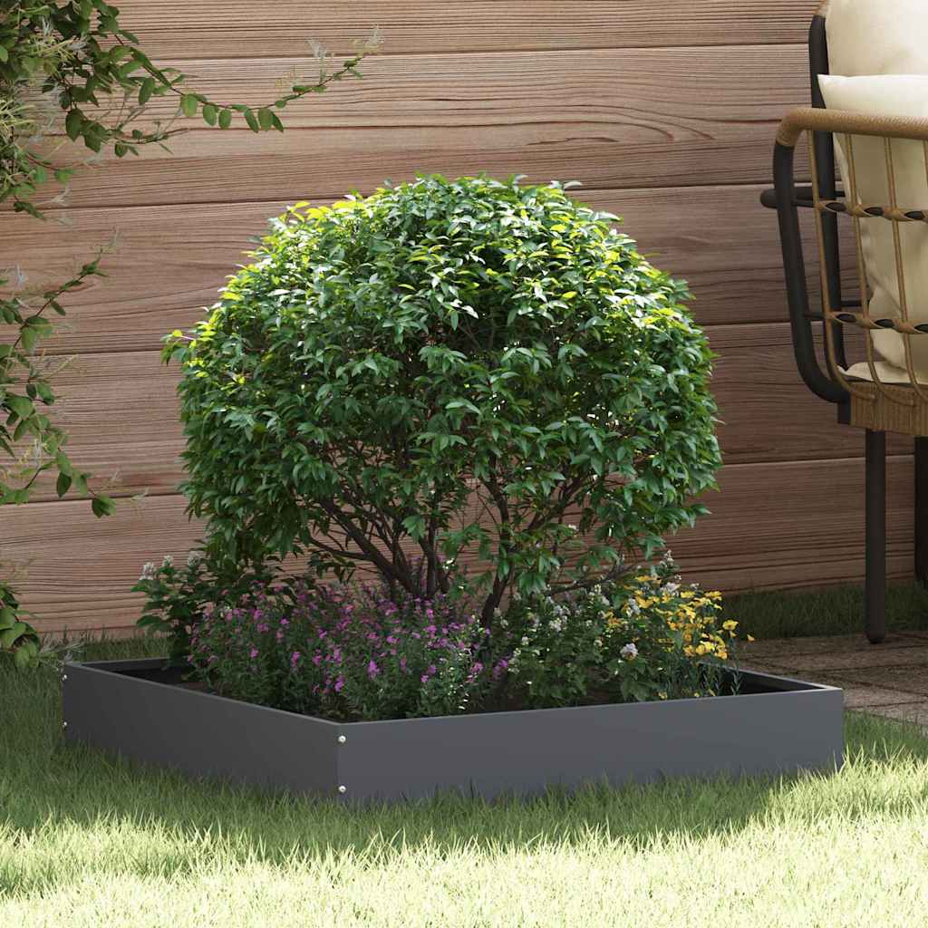 Rasenkante 6 stk. 60 x 60 x 13 cm Stahl Anthrazit