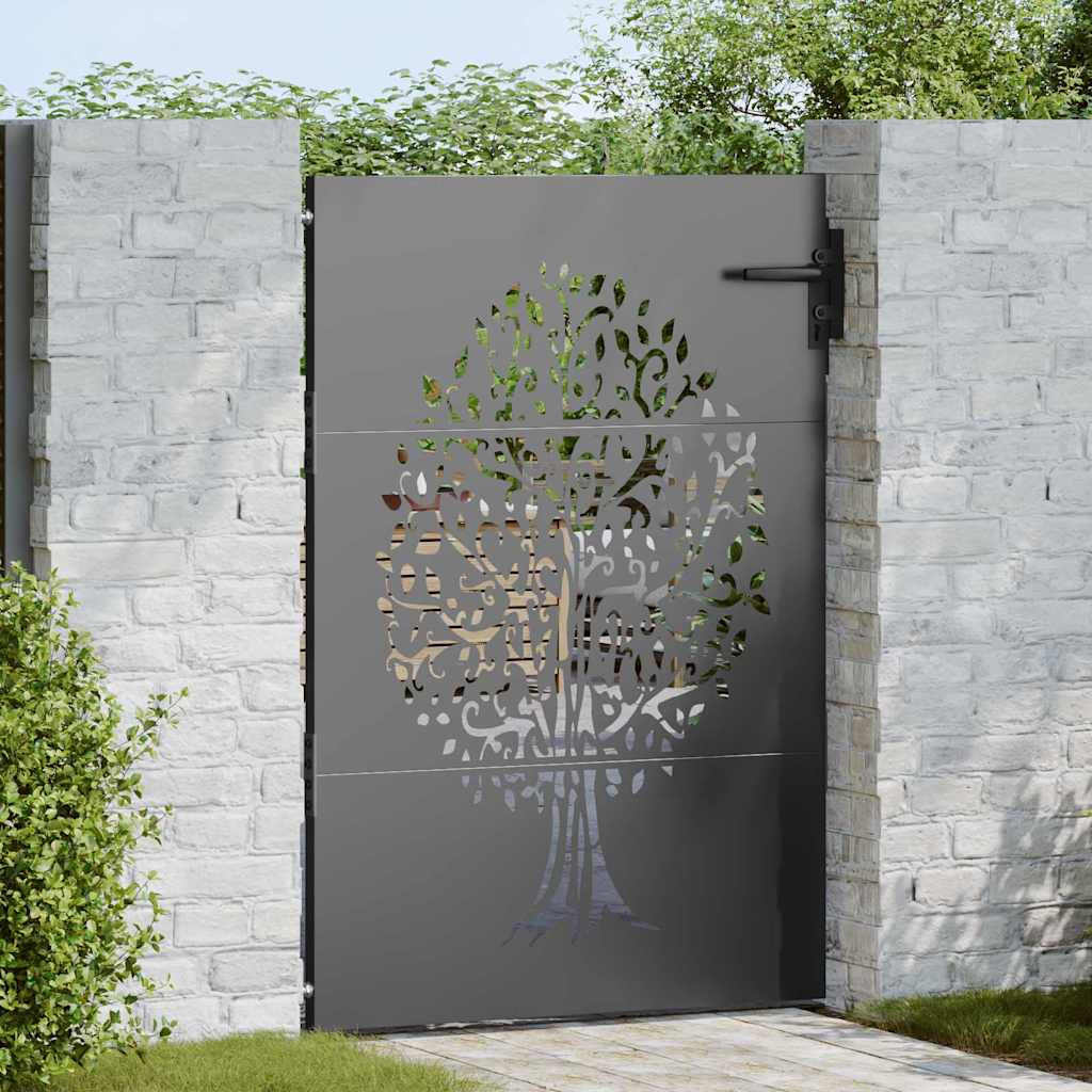 Gartentor 85 x 150 cm Pulverbeschichteter Stahl Abschließbar