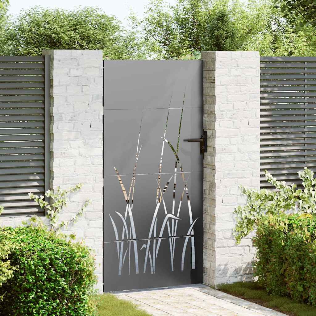 Gartentor Schwarz 85 x 200 cm Pulverbeschichteter Stahl