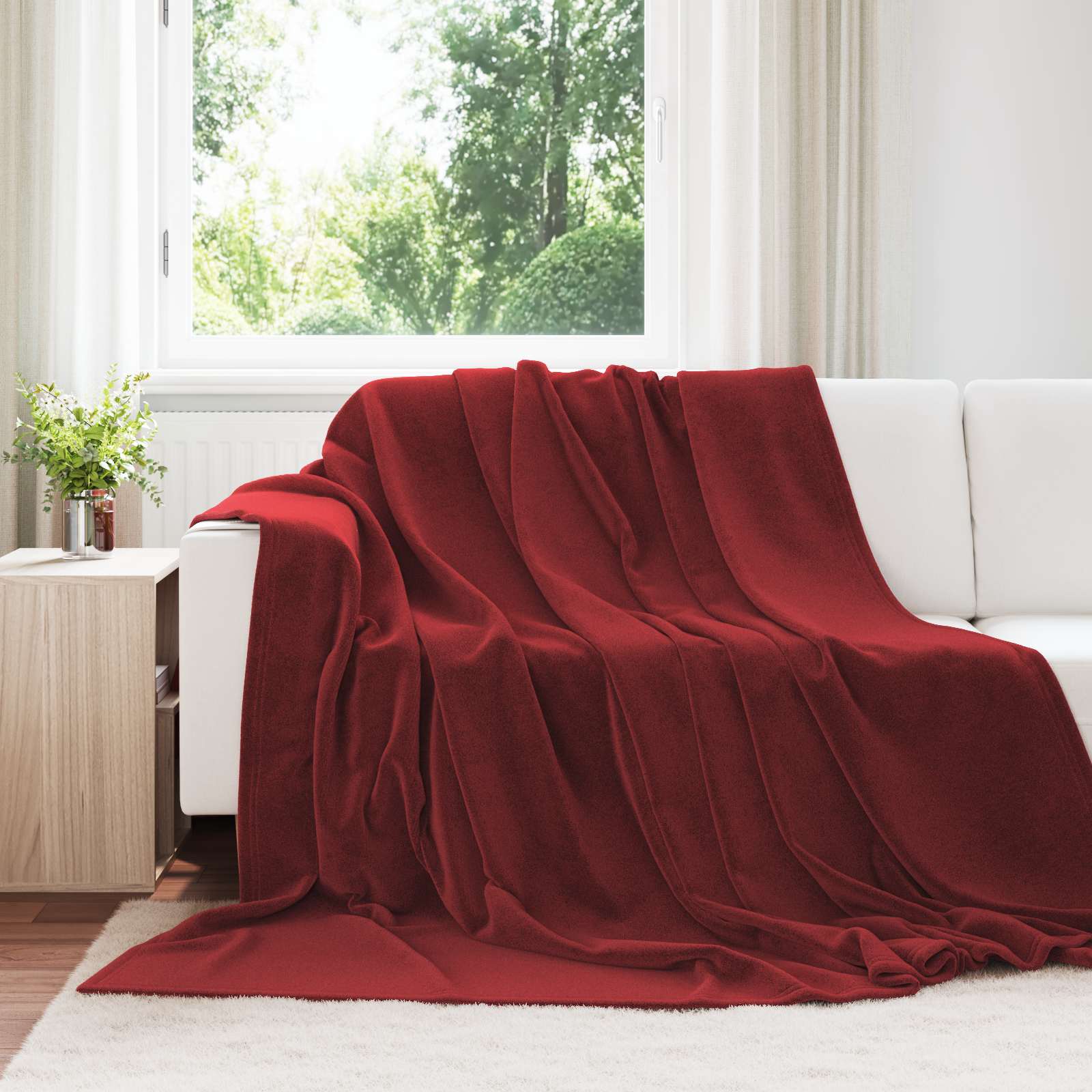 Wohndecke Bordeauxrot 220 x 240 cm 1.37 kg Fleece