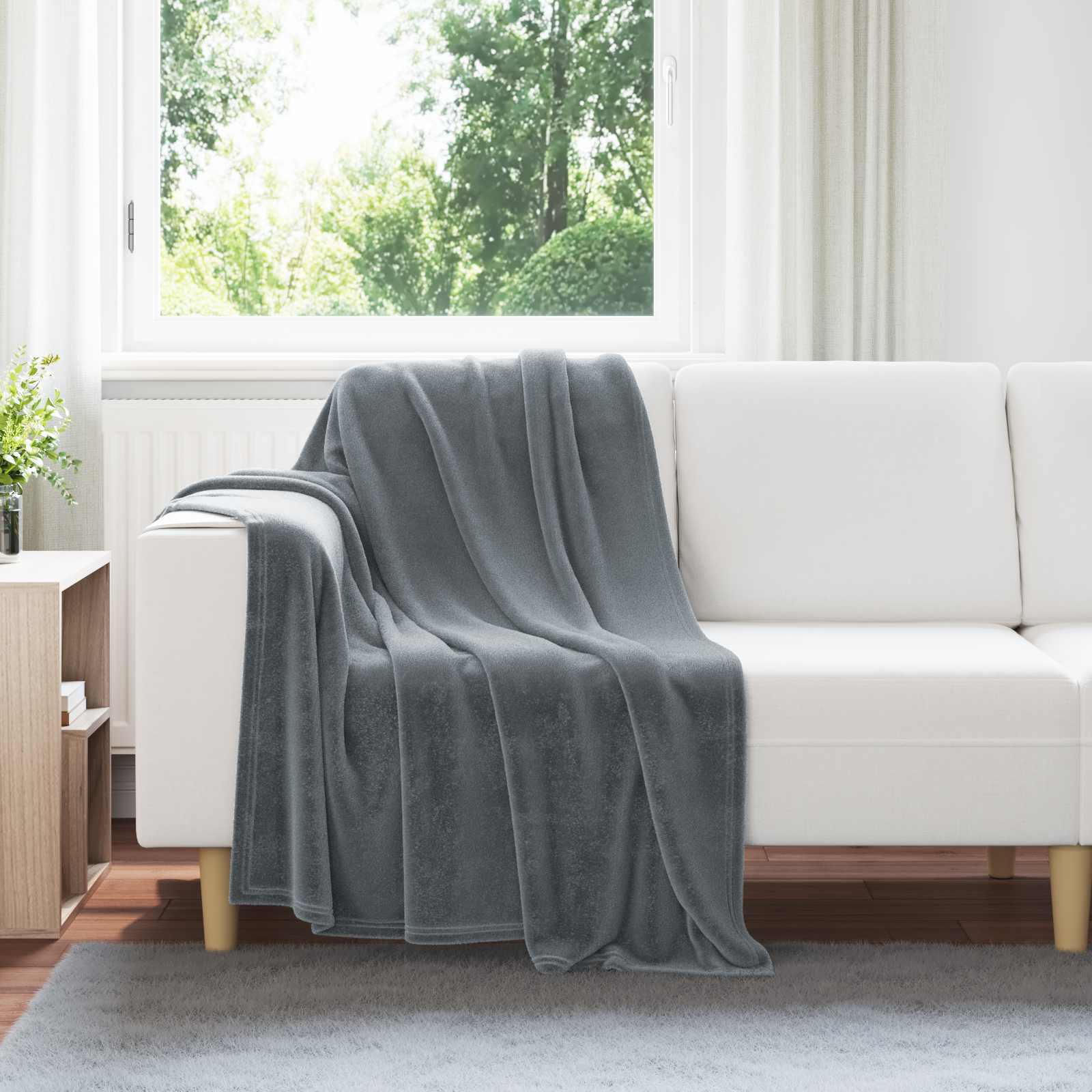 Wohndecken 6 stk. Dunkelgrau 130 x 150 cm 3.04 kg Fleece