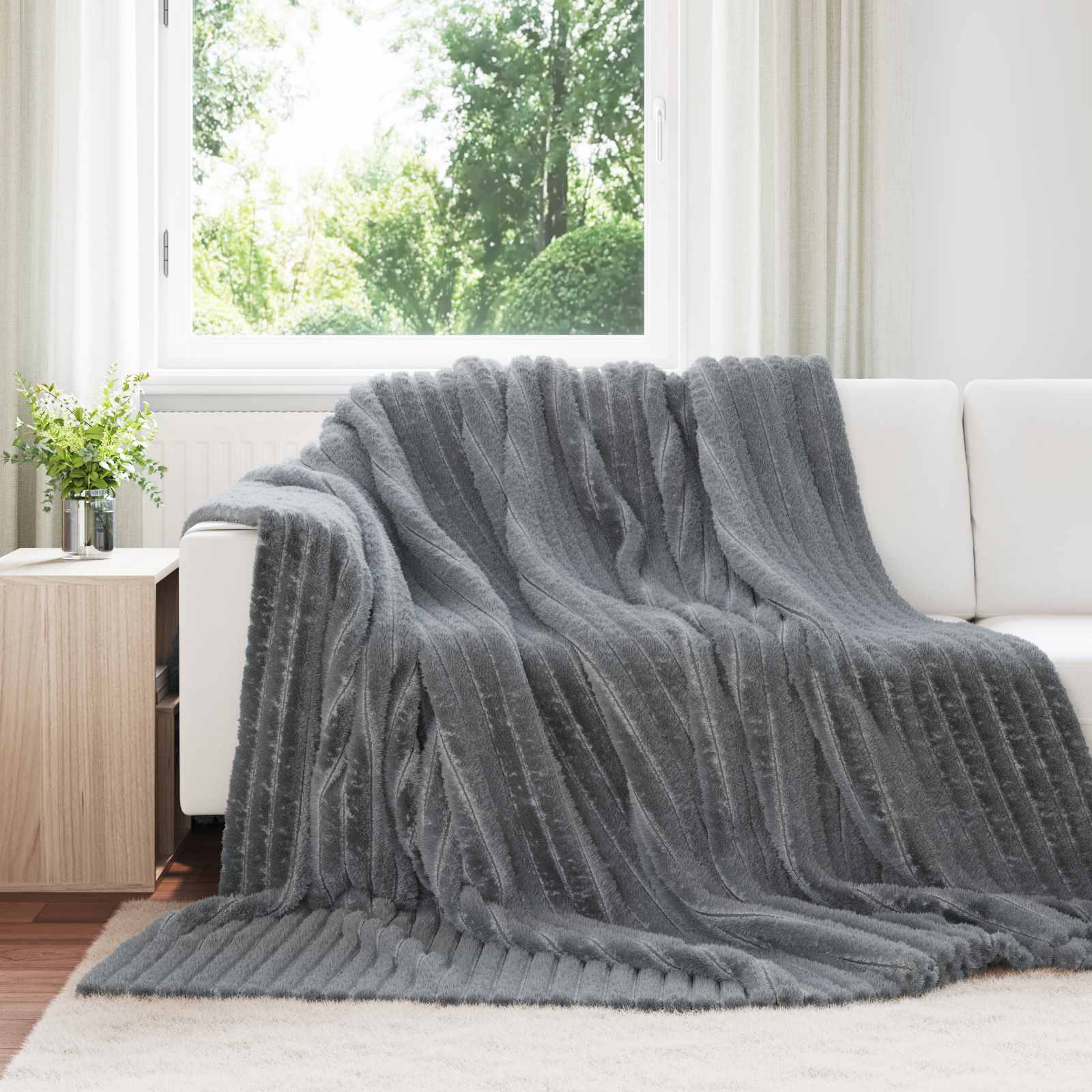 Wohndecke Dunkelgrau 270 x 240 cm 1.73 kg Fleece