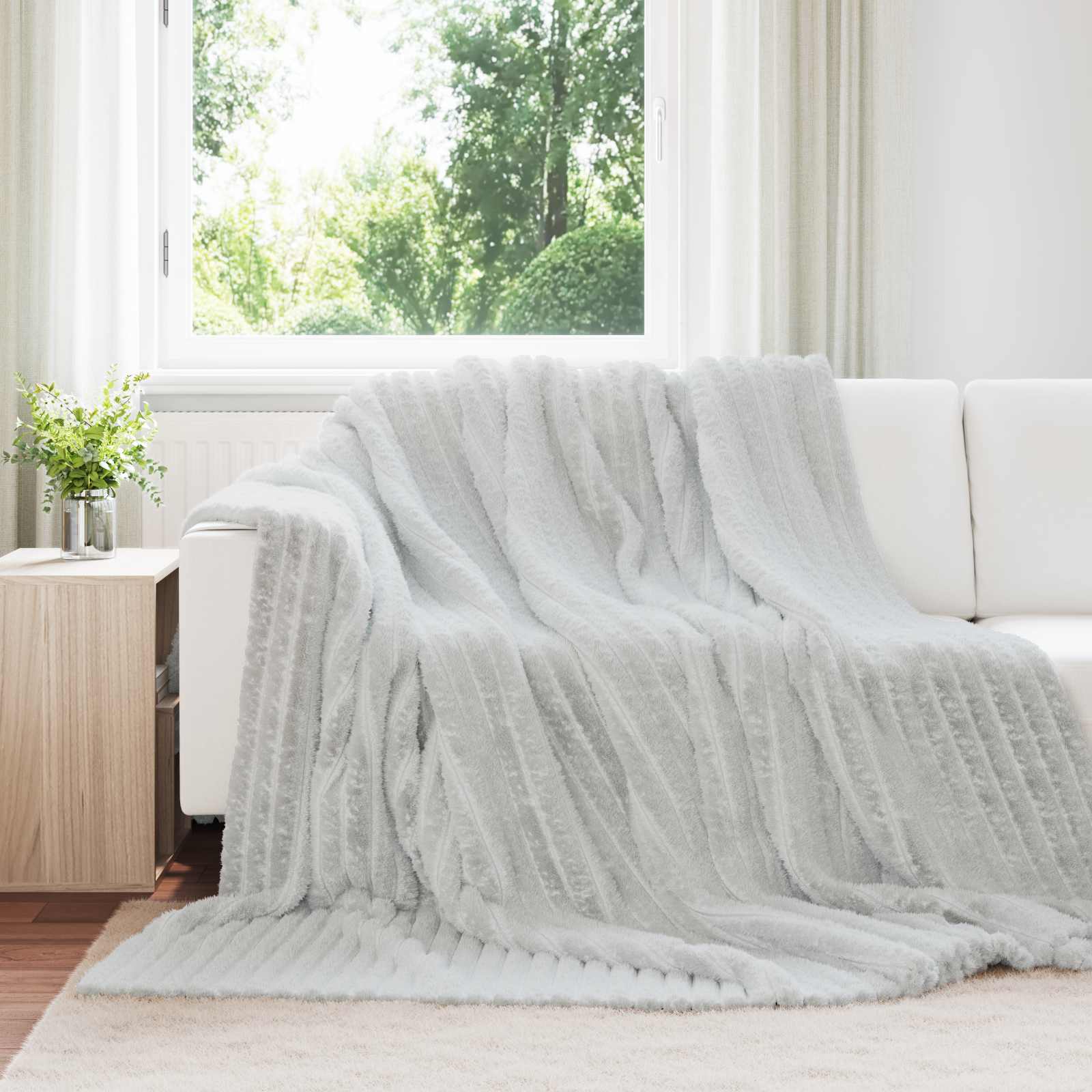 Wohndecke Grau 270 x 240 cm 1.77 kg Fleece