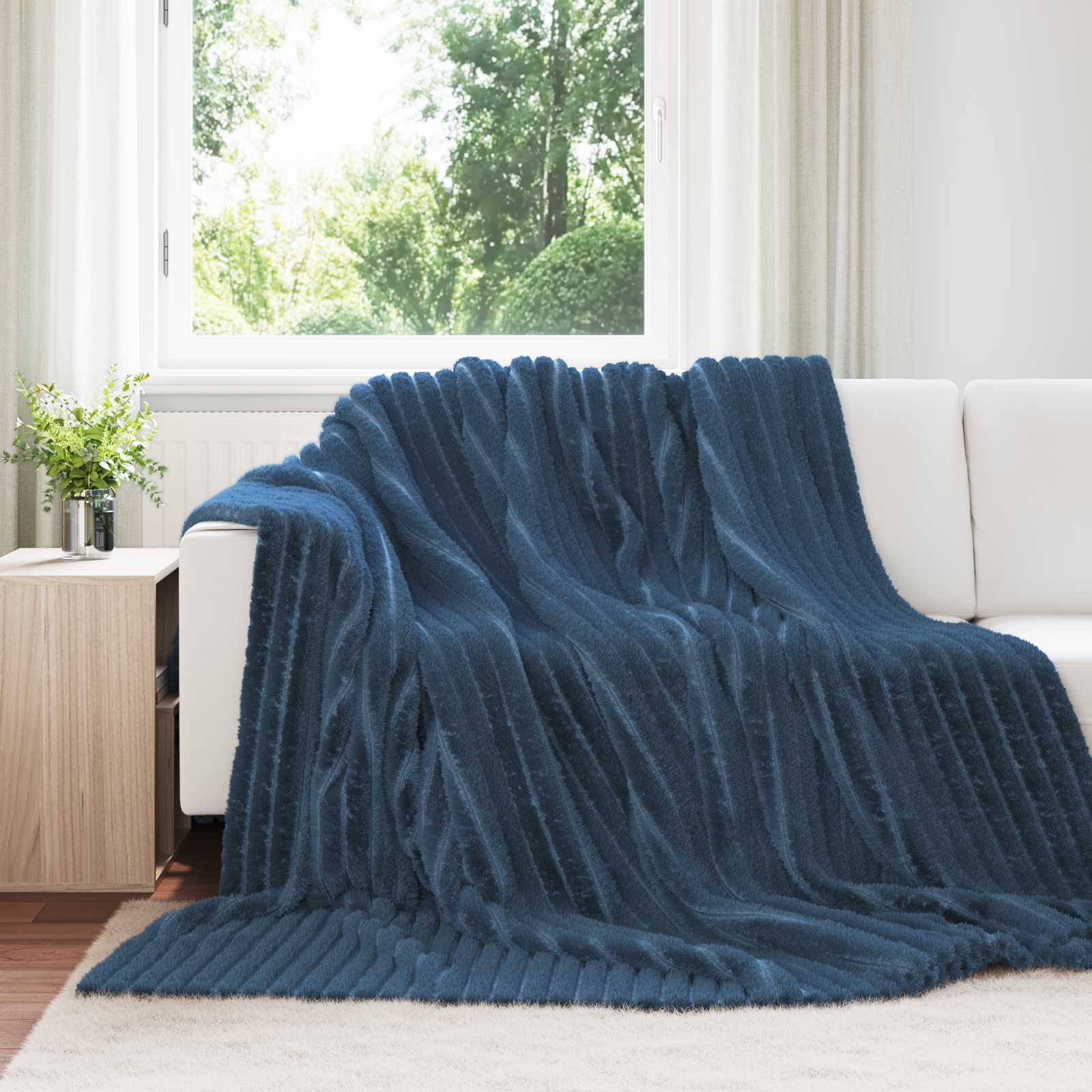 Wohndecke Marineblau 270 x 240 cm 1.77 kg Fleece