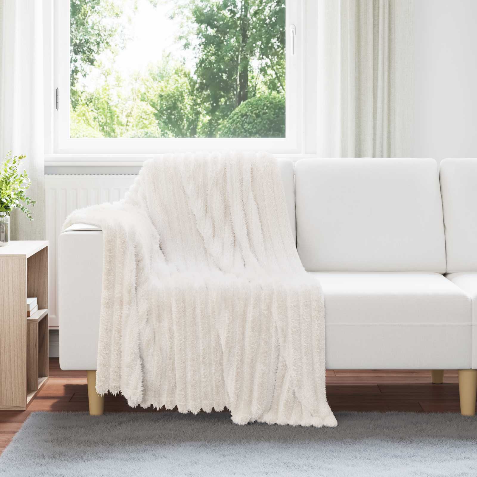 Wohndecke Creme 95 x 220 cm 0.45 kg Fleece