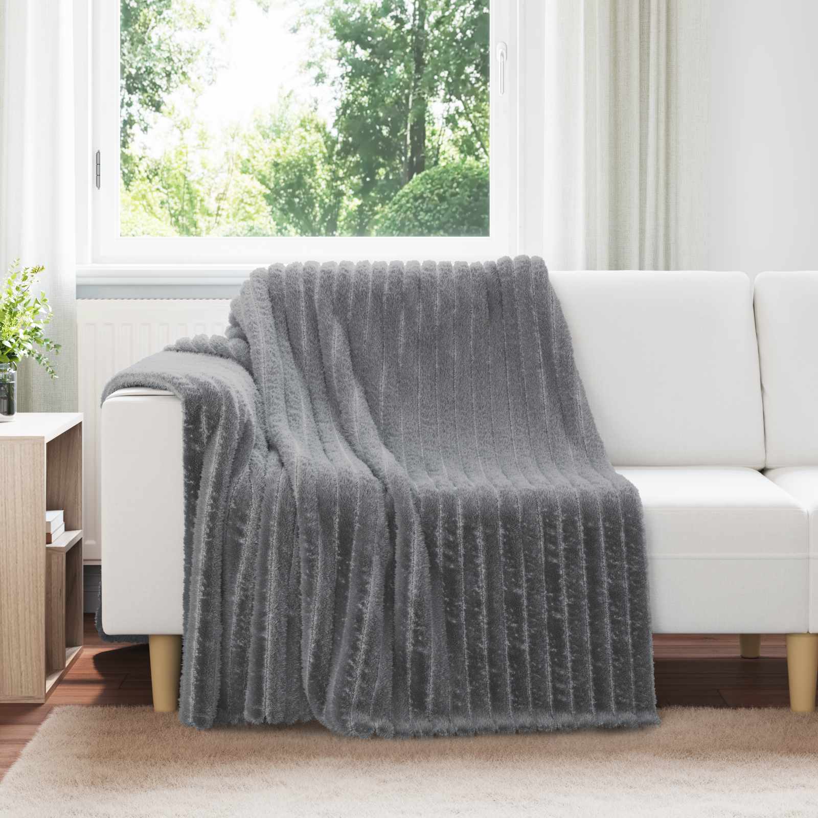 Wohndecken 6 stk. Dunkelgrau 200 x 150 cm 4.75 kg Fleece