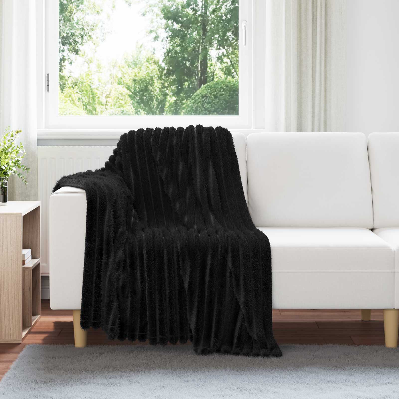 Wohndecken 6 stk. Schwarz 95 x 220 cm 2.85 kg Fleece