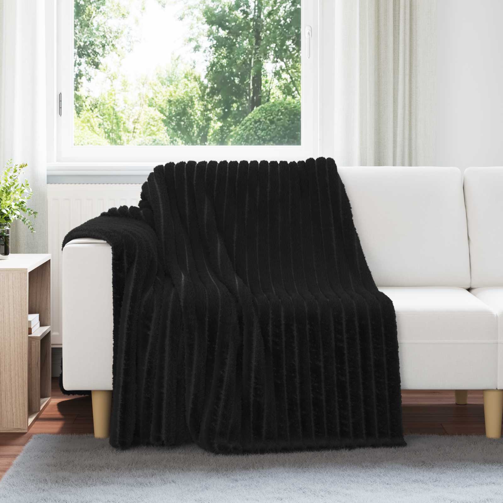 Wohndecken 6 stk. Schwarz 200 x 150 cm 4.75 kg Fleece
