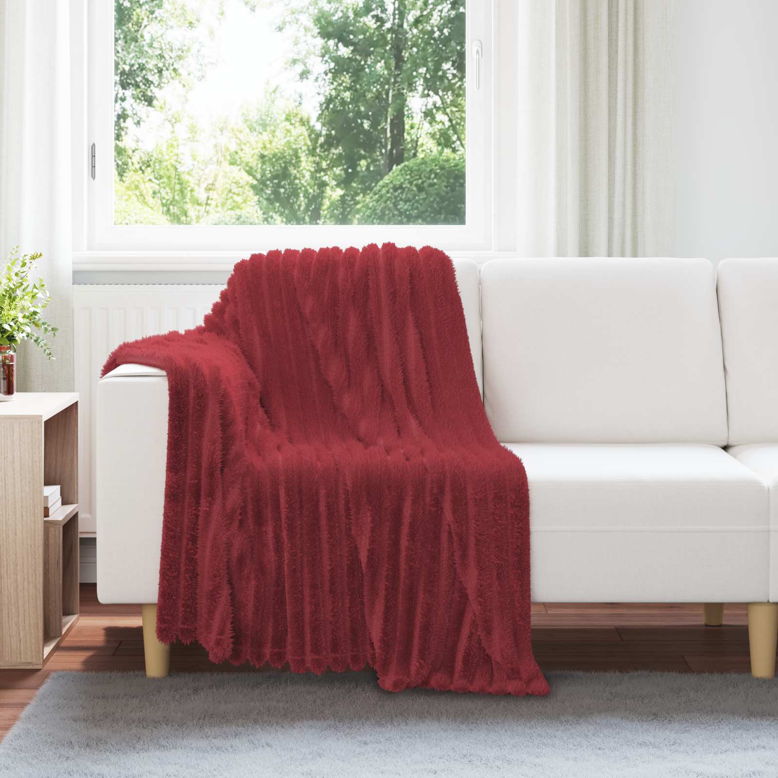 Wohndecken 6 stk. Bordeauxrot 95 x 220 cm 2.85 kg Fleece