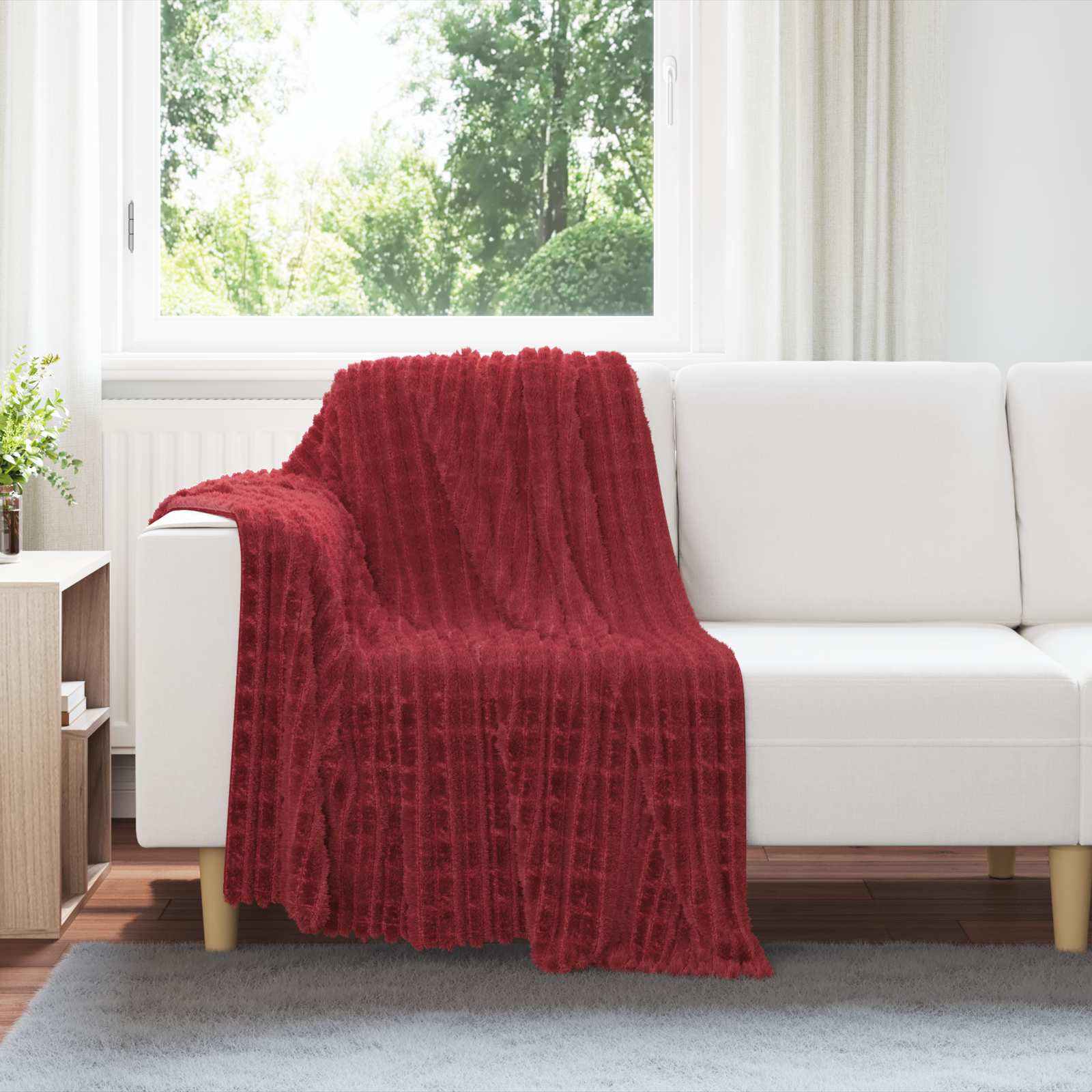 Wohndecke Bordeauxrot 95 x 220 cm 0.5 kg Fleece