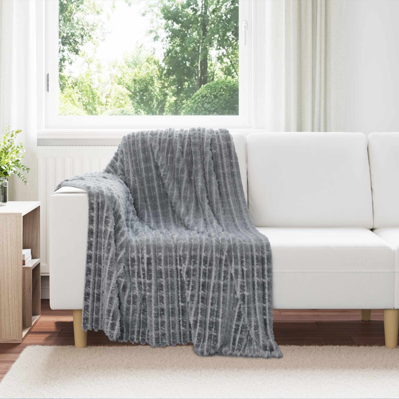 Wohndecken 6 stk. Dunkelgrau 95 x 220 cm 2.75 kg Fleece