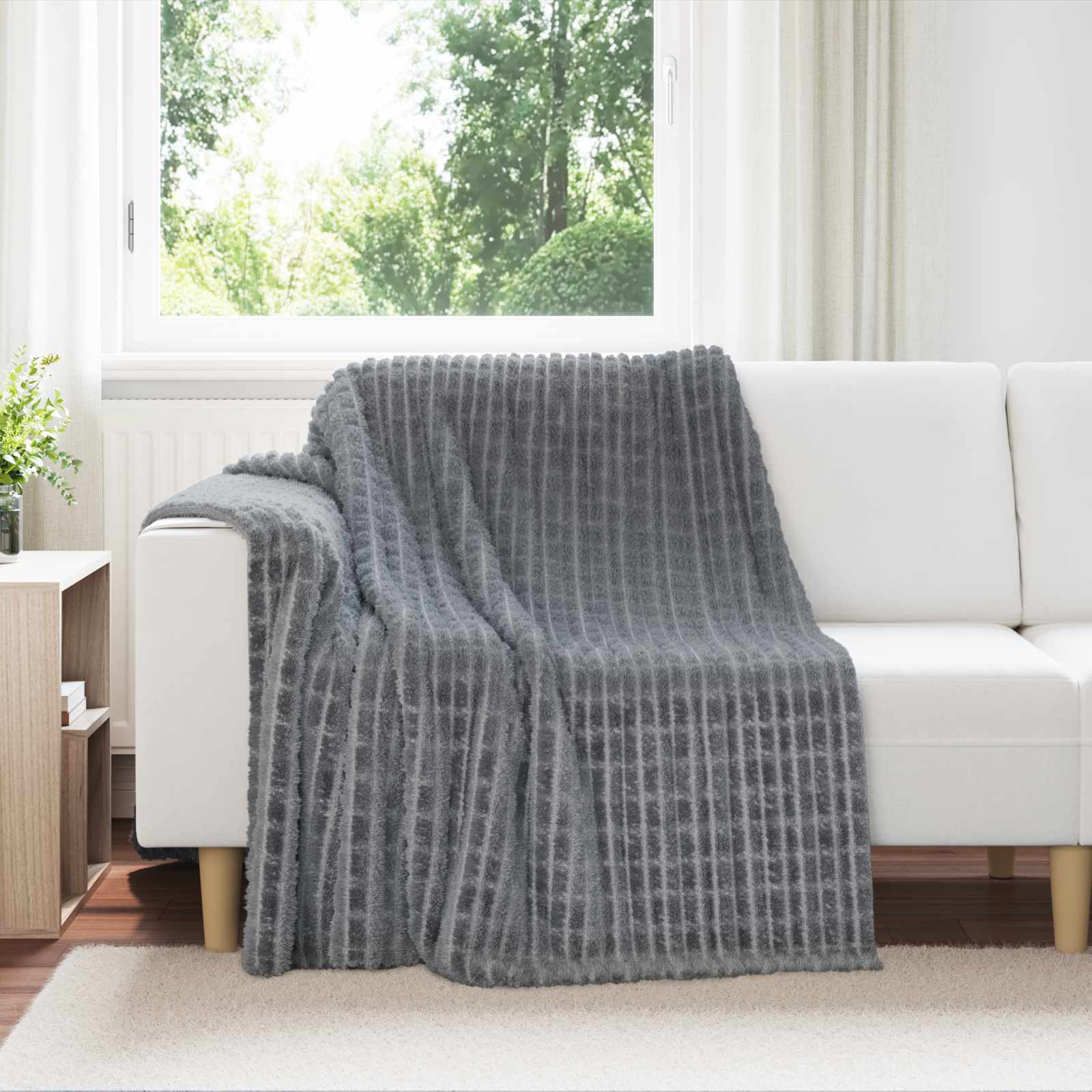 Wohndecken 6 stk. Dunkelgrau 200 x 150 cm 4.5 kg Fleece
