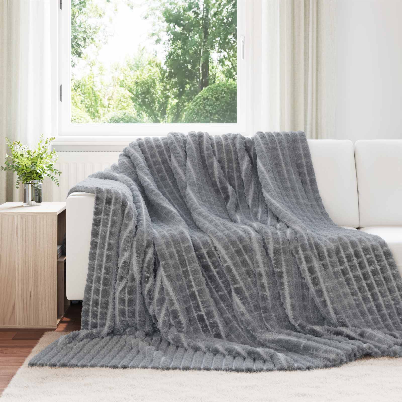Wohndecken 6 stk. Dunkelgrau 270 x 240 cm 9.44 kg Fleece