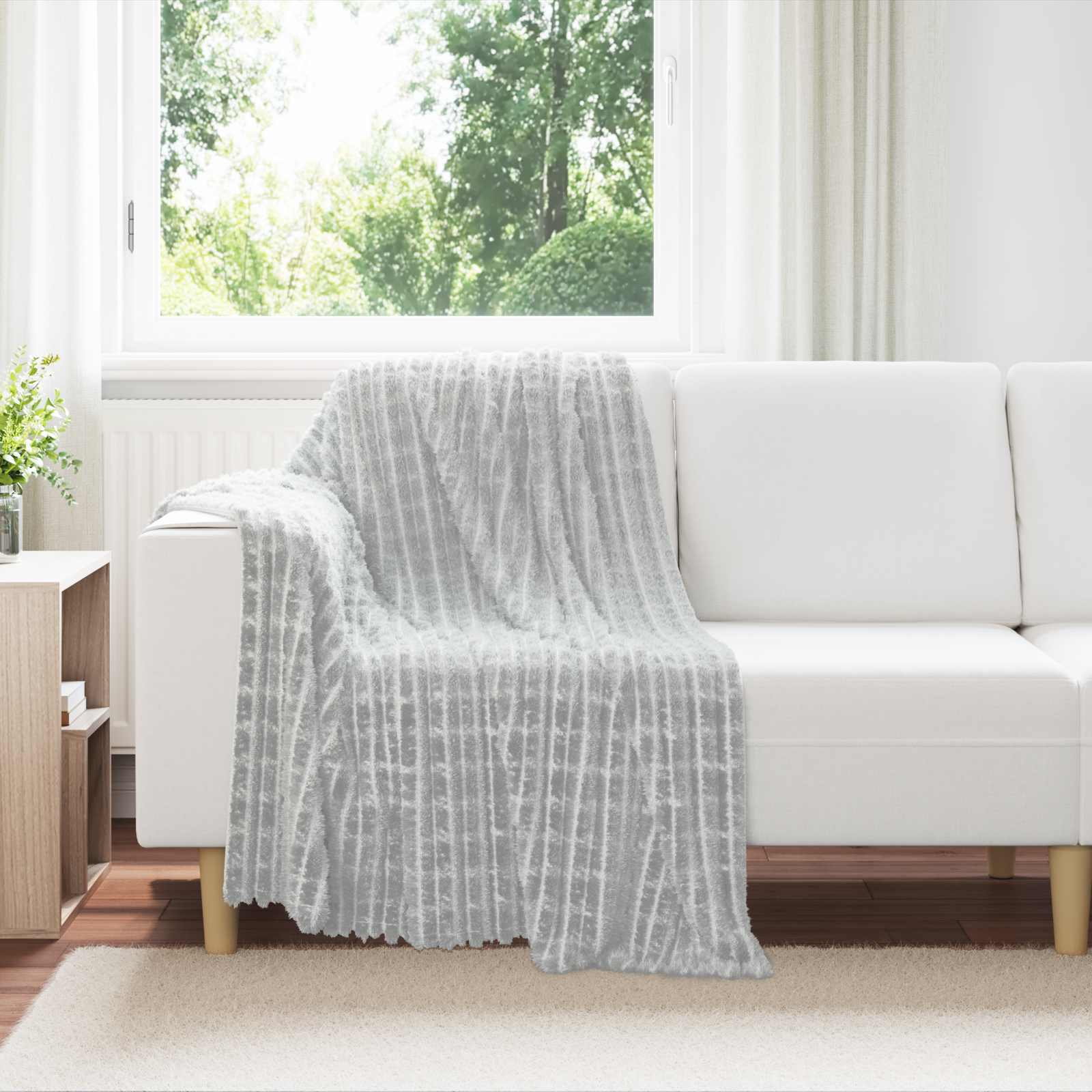 Wohndecken 6 stk. Grau 95 x 220 cm 2.75 kg Fleece