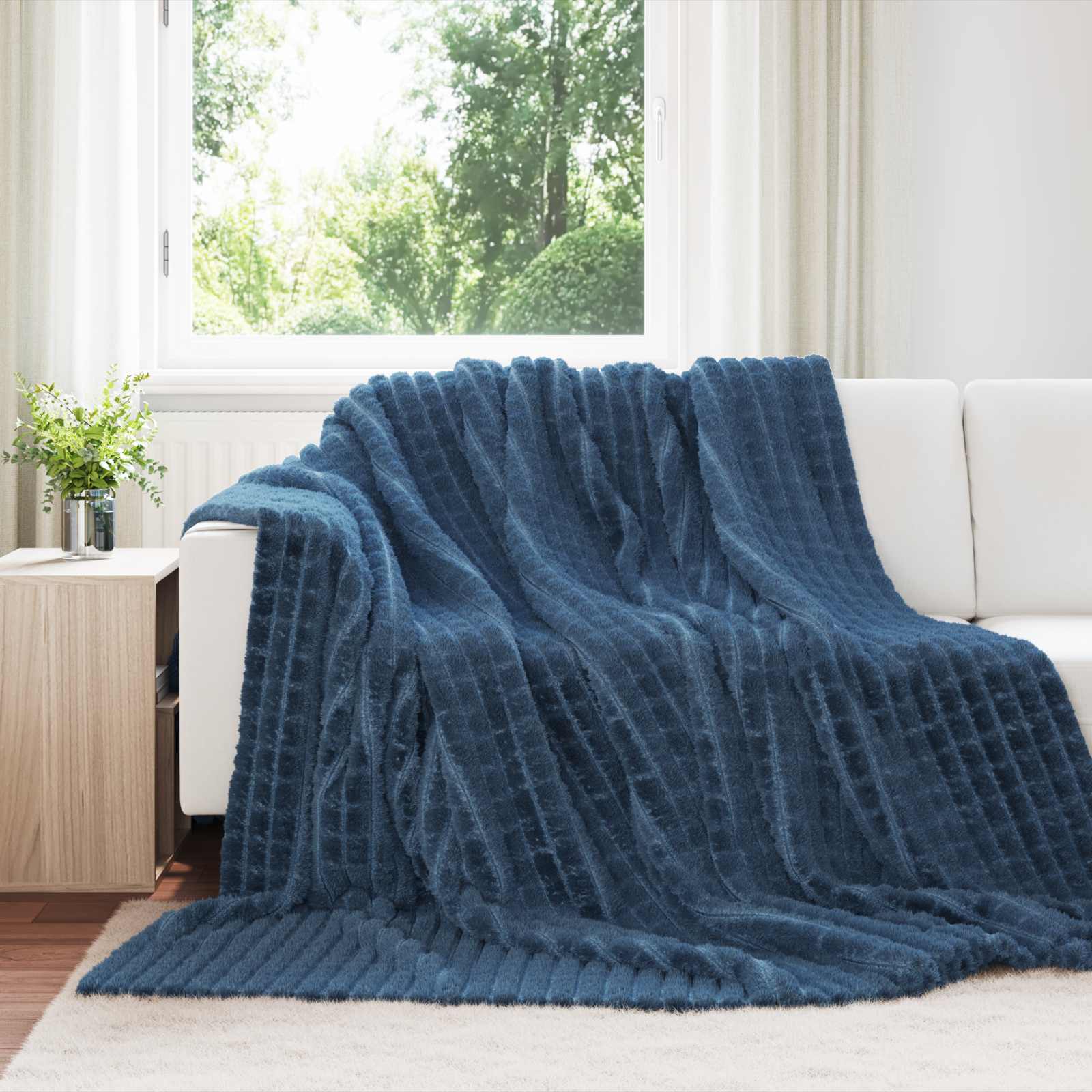 Wohndecken 6 stk. Marineblau 240 x 220 cm 9.37 kg Fleece
