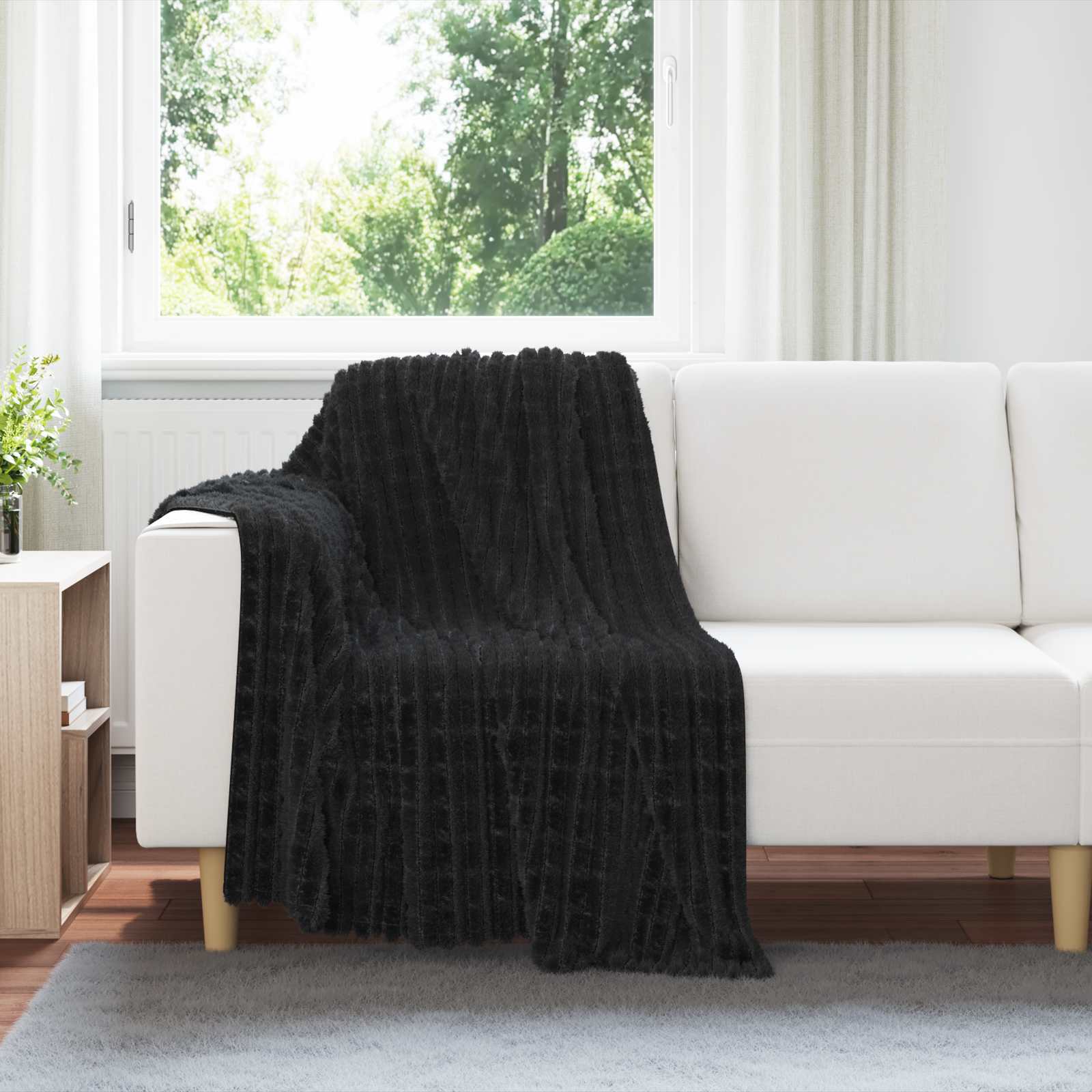 Wohndecken 6 stk. Schwarz 95 x 220 cm 2.75 kg Fleece