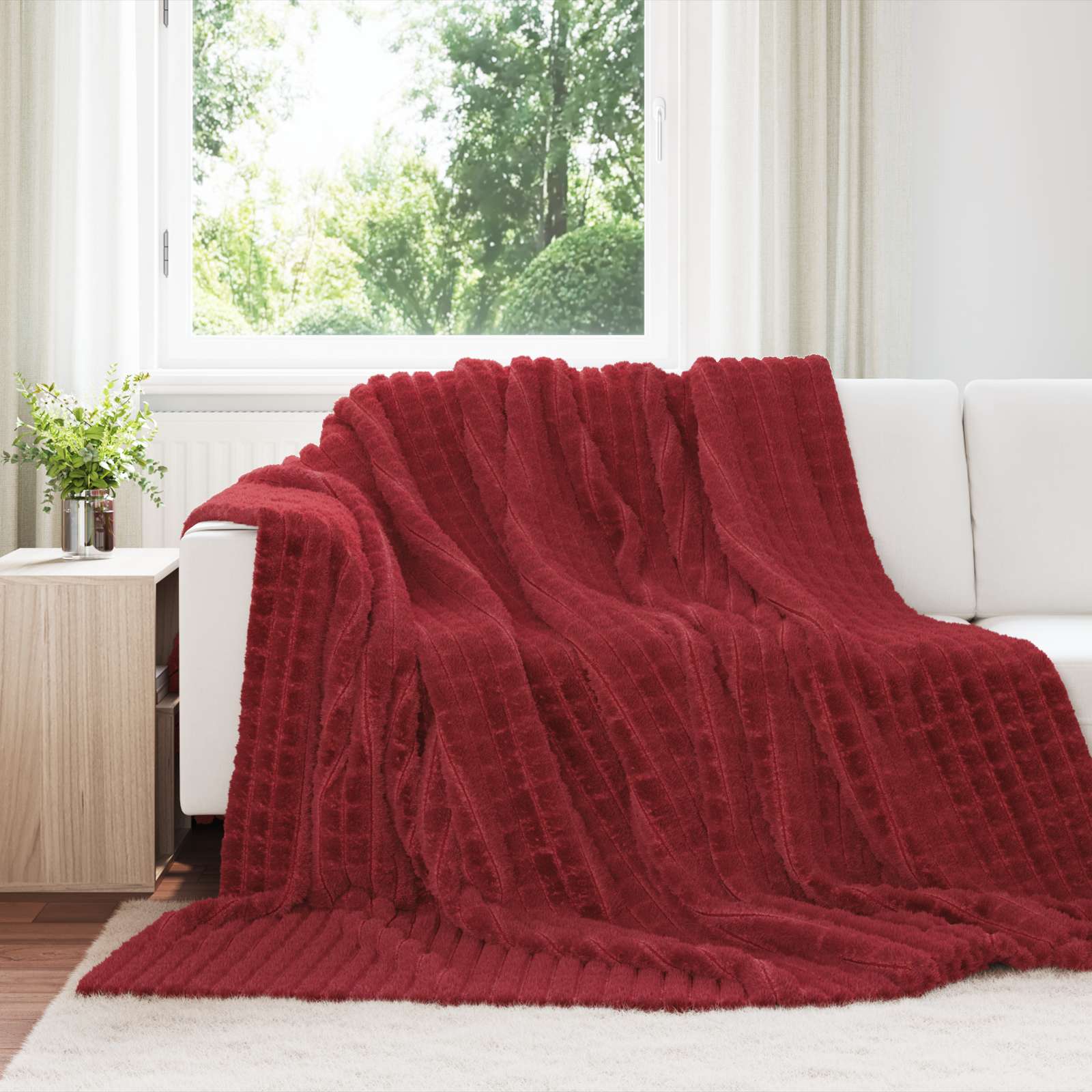 Wohndecken 6 stk. Bordeauxrot 240 x 220 cm 8.63 kg Fleece