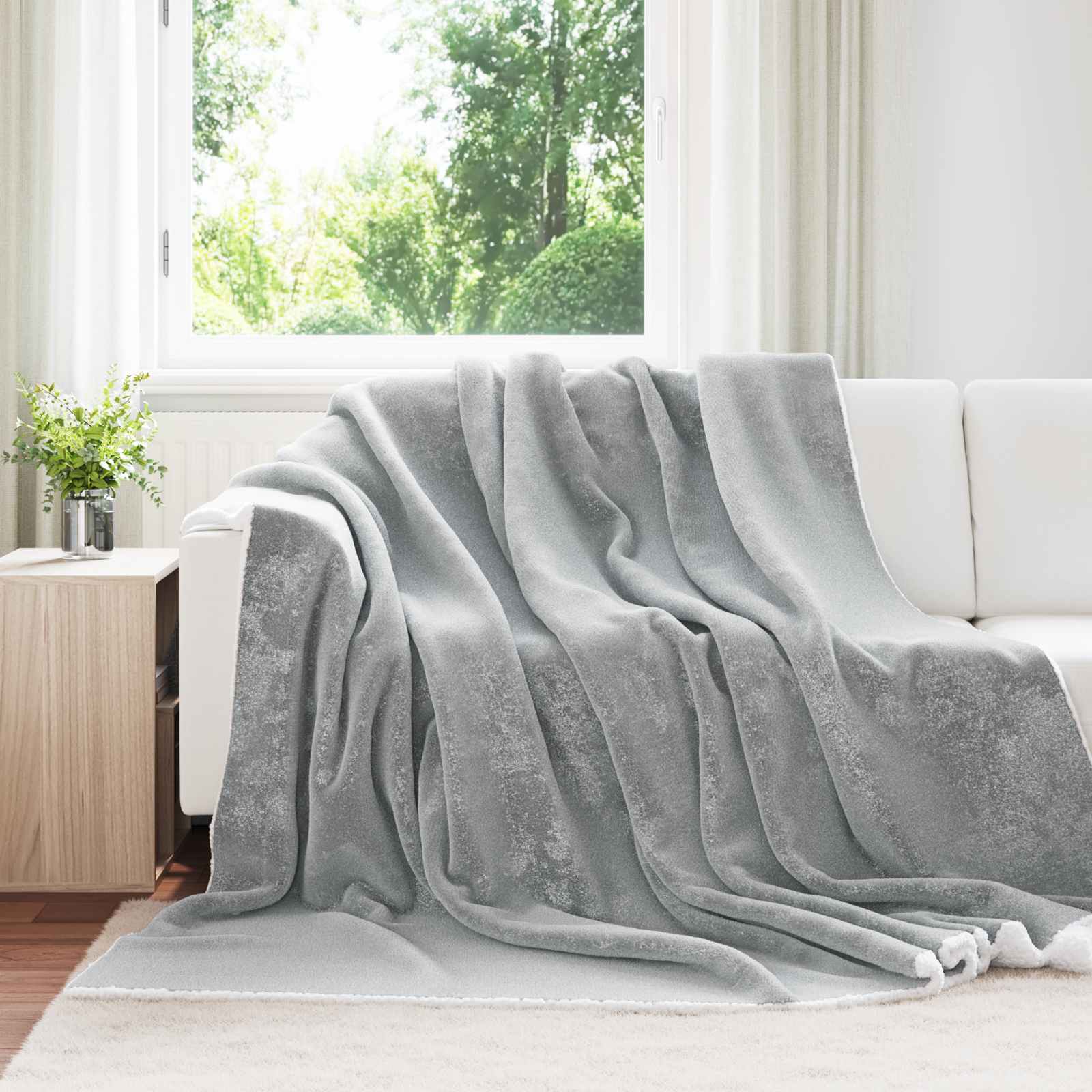 Wohndecke Grau 240 x 270 cm 3.17 kg Fleece