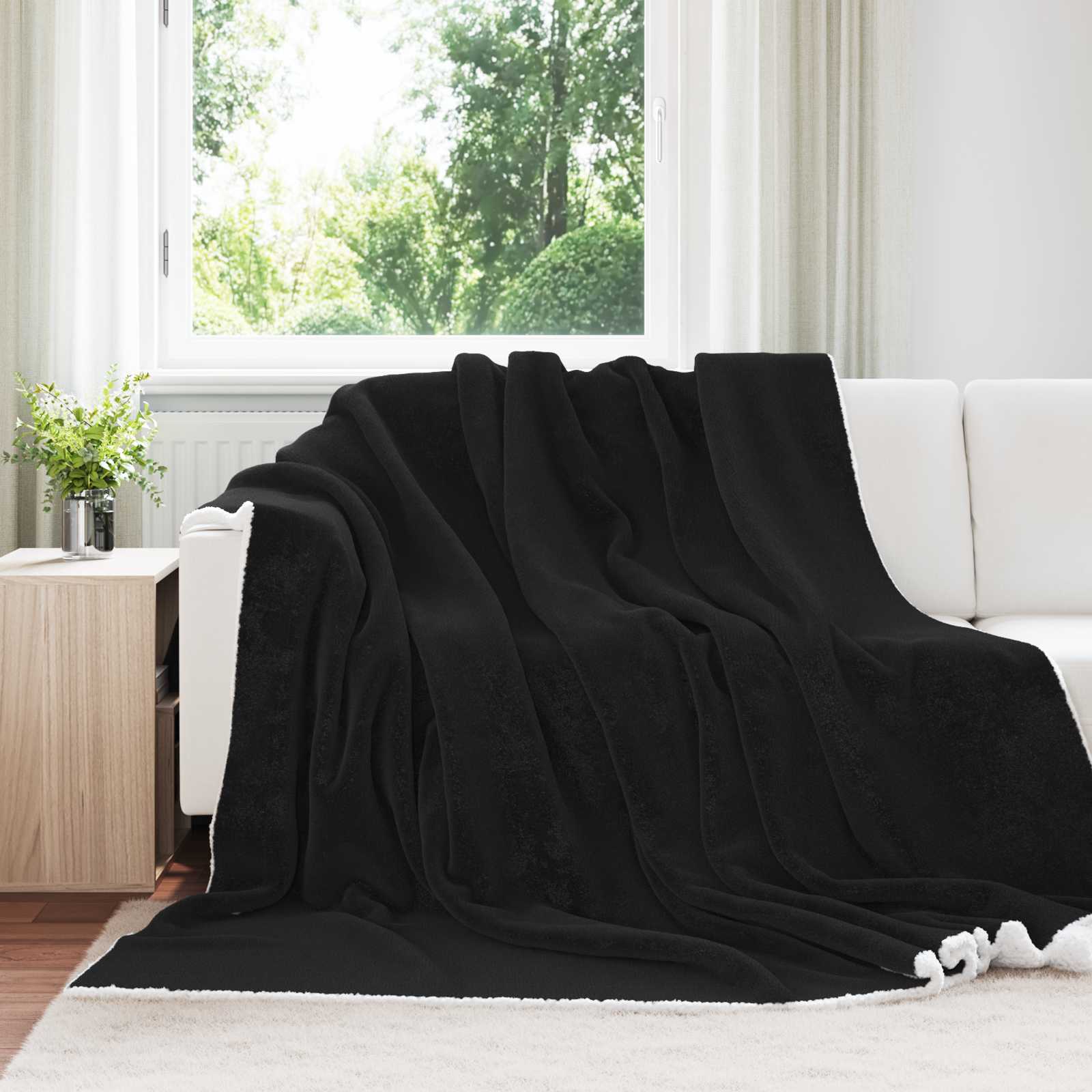 Wohndecke Schwarz 220 x 240 cm 2.67 kg Fleece
