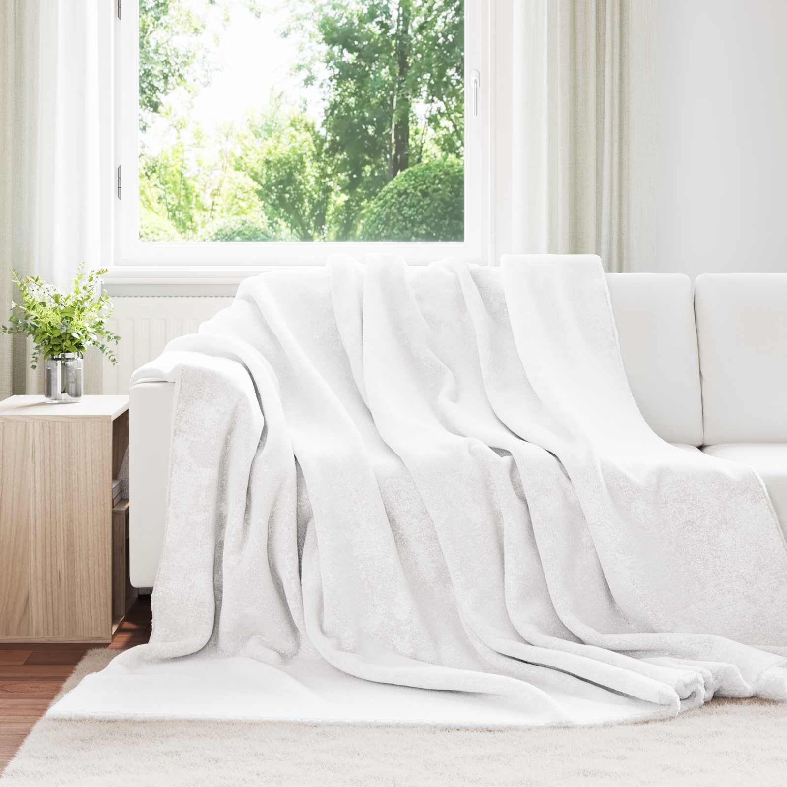 Wohndecke Weiß 220 x 240 cm 2.67 kg Fleece