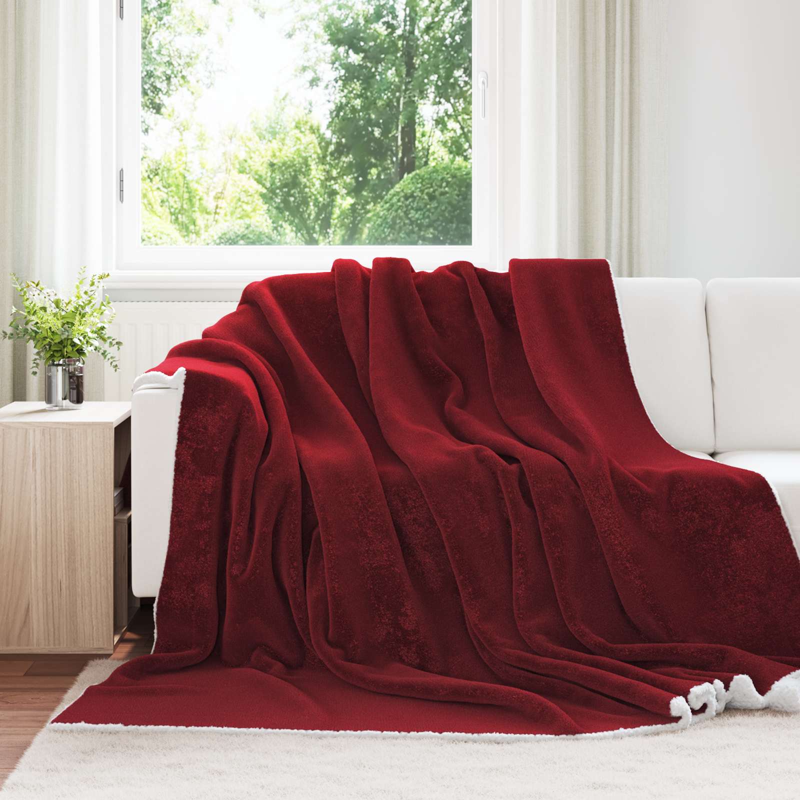 Wohndecke Bordeauxrot 240 x 270 cm 3.17 kg Fleece