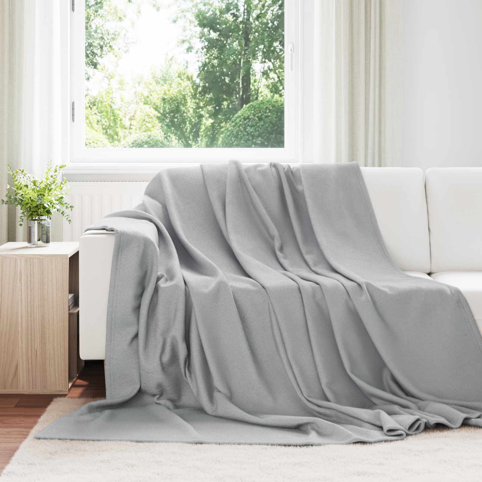 Wohndecke Grau 240 x 220 cm 0.76 kg Fleece